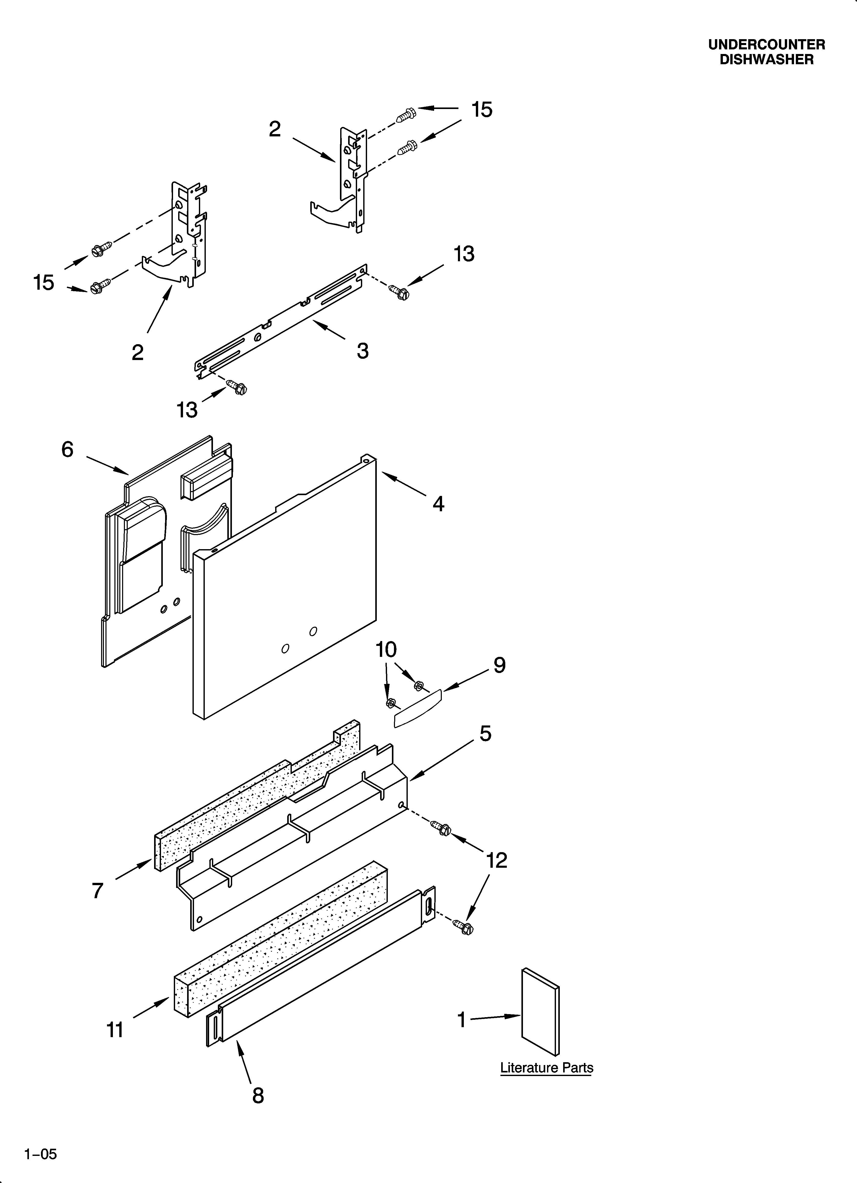 KitchenAid KUDP01DLBT2 door and panel parts diagram