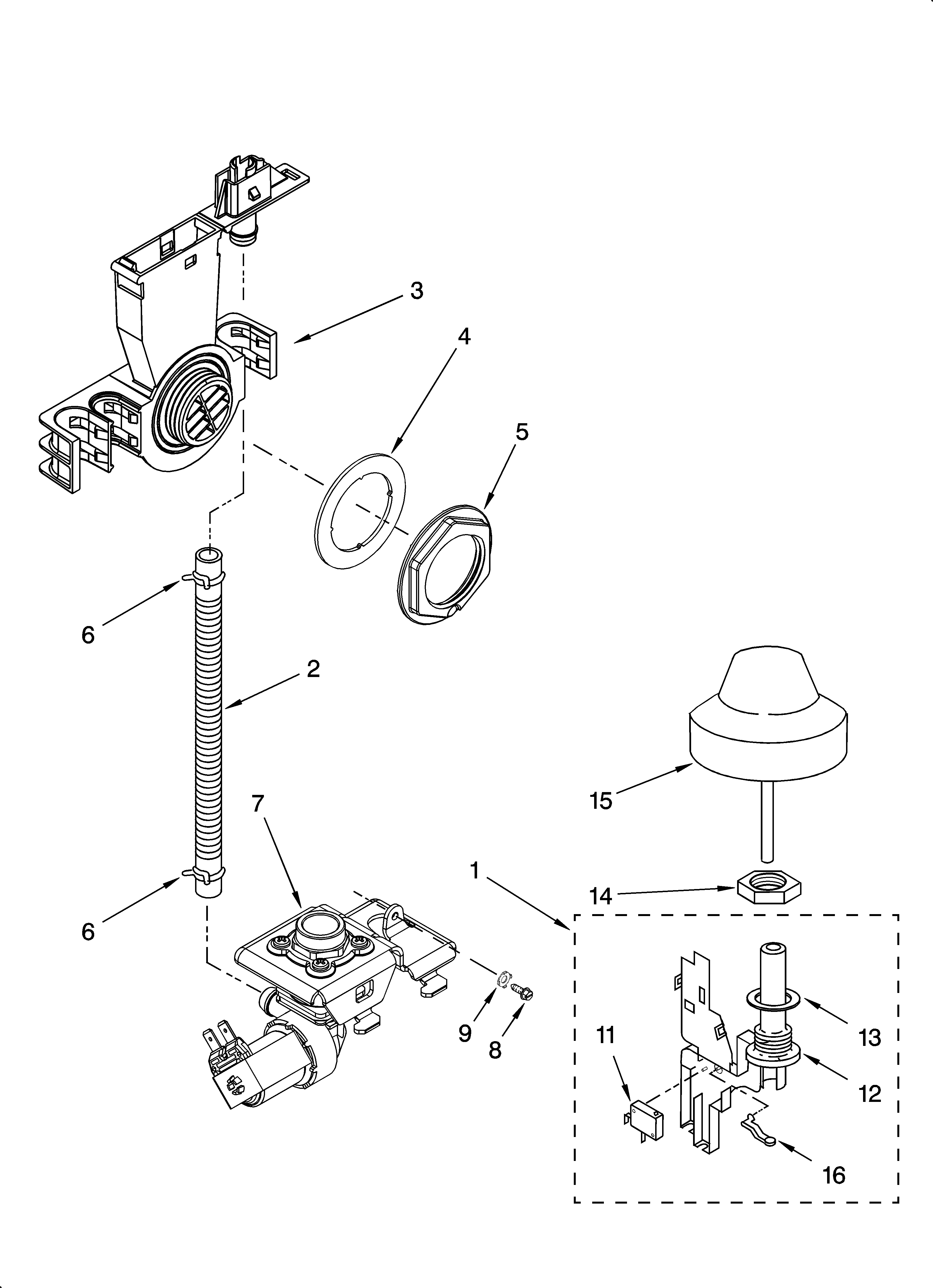 KitchenAid KUDP01DLBT2 fill and overfill parts diagram