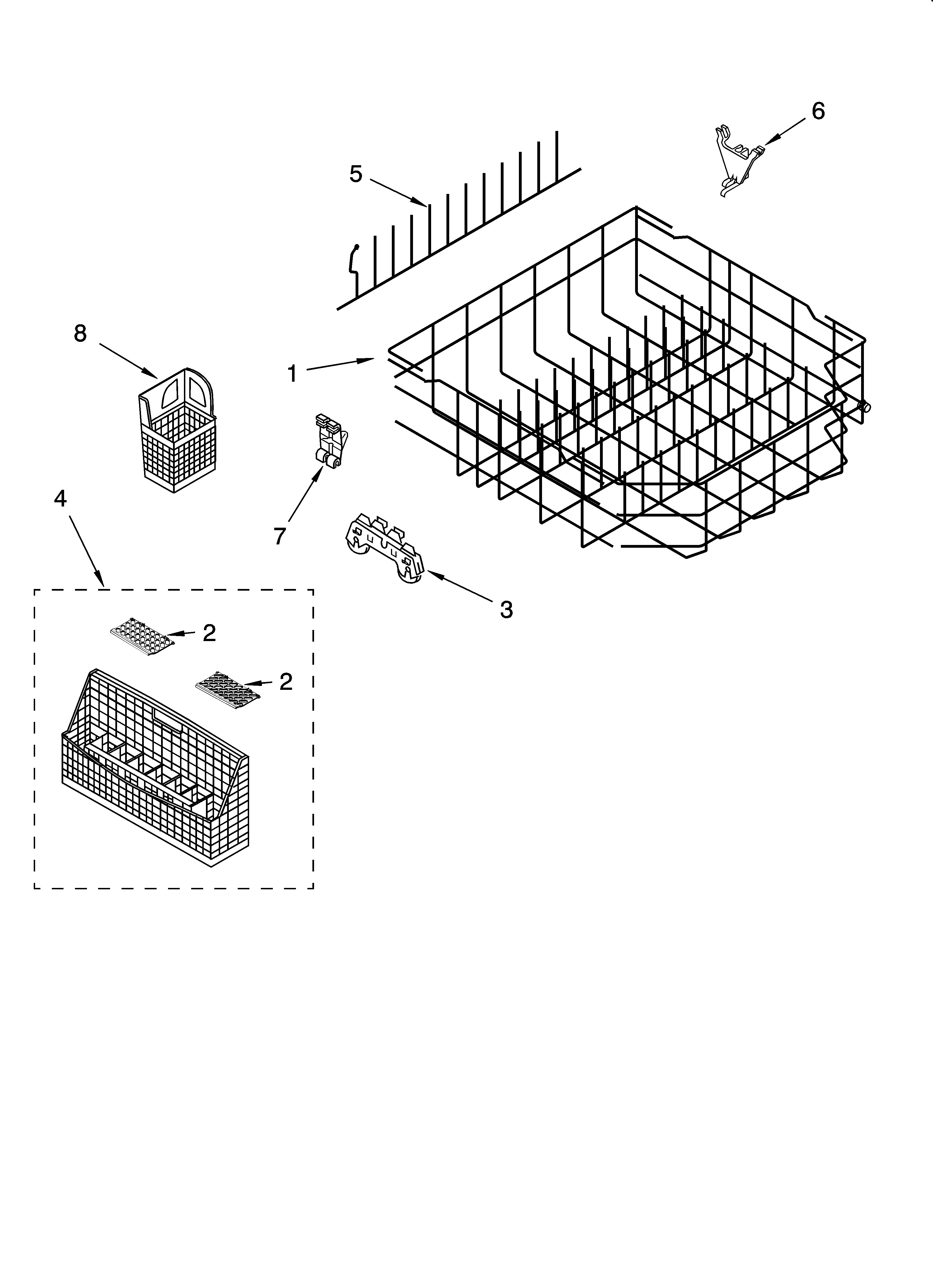 KitchenAid KUDP01DLBT2 lower rack parts diagram