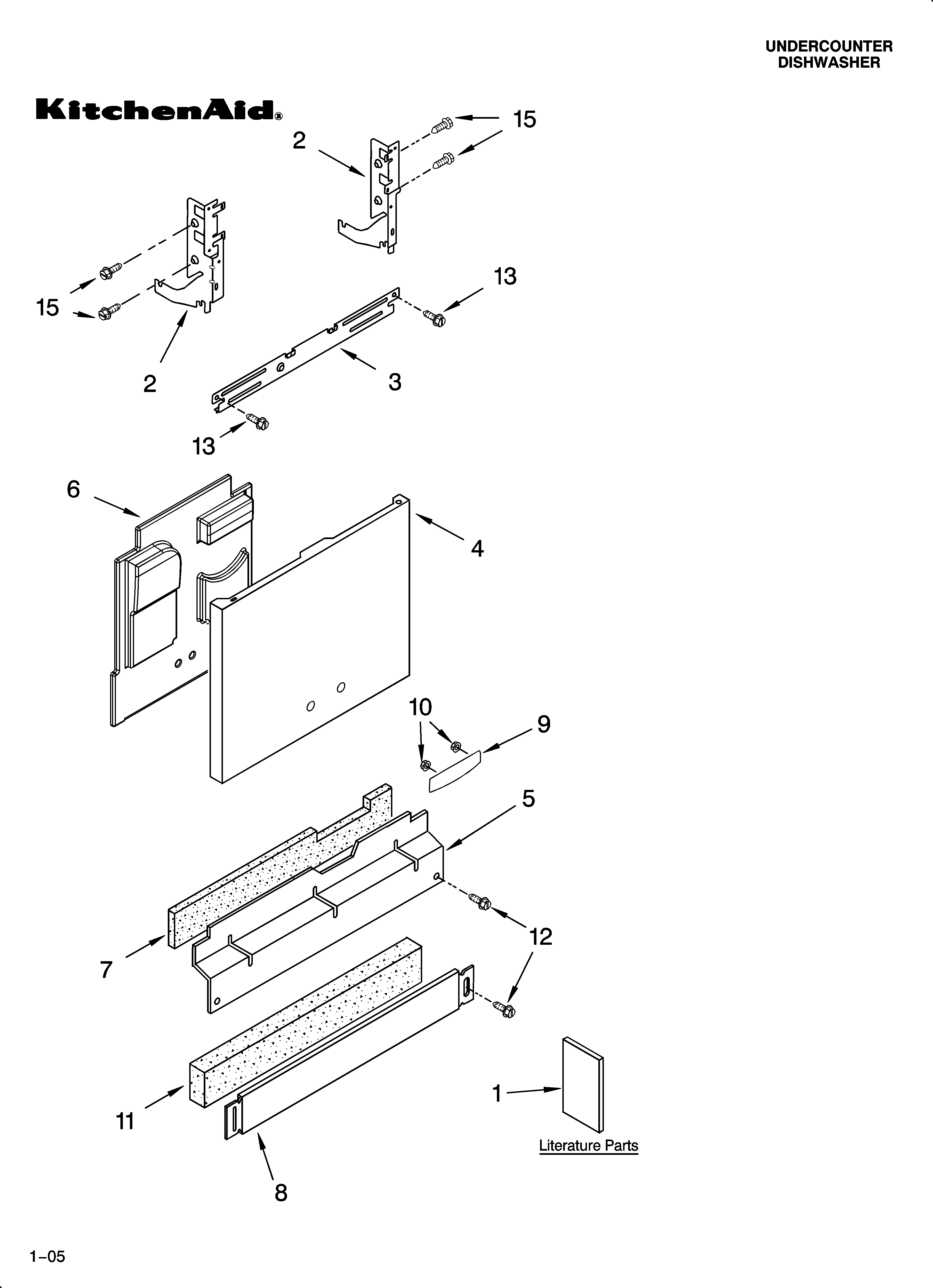 KitchenAid KUDP01DLBS3 door and panel parts diagram