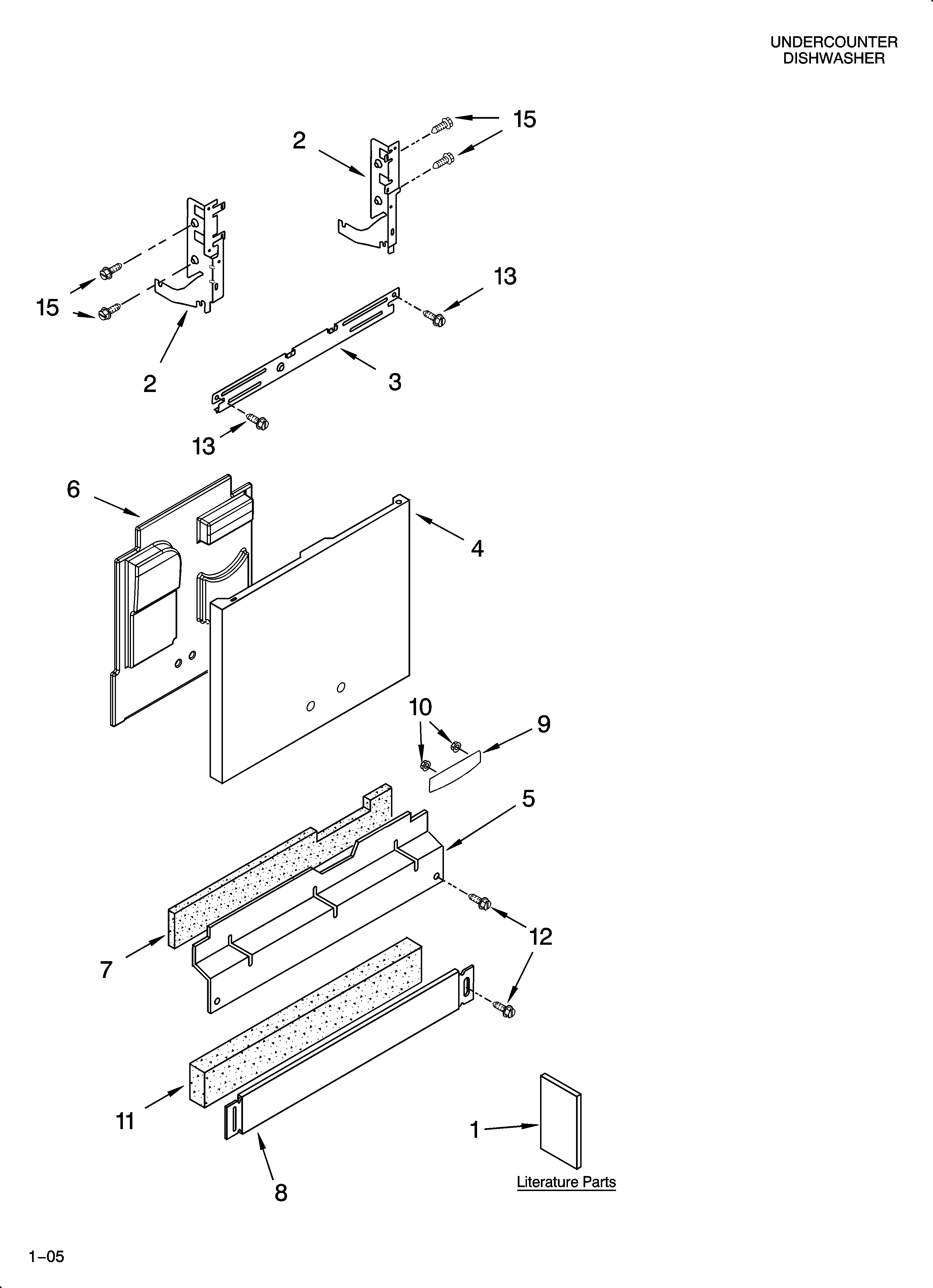 KitchenAid KUDP01DLWH6 door and panel parts diagram