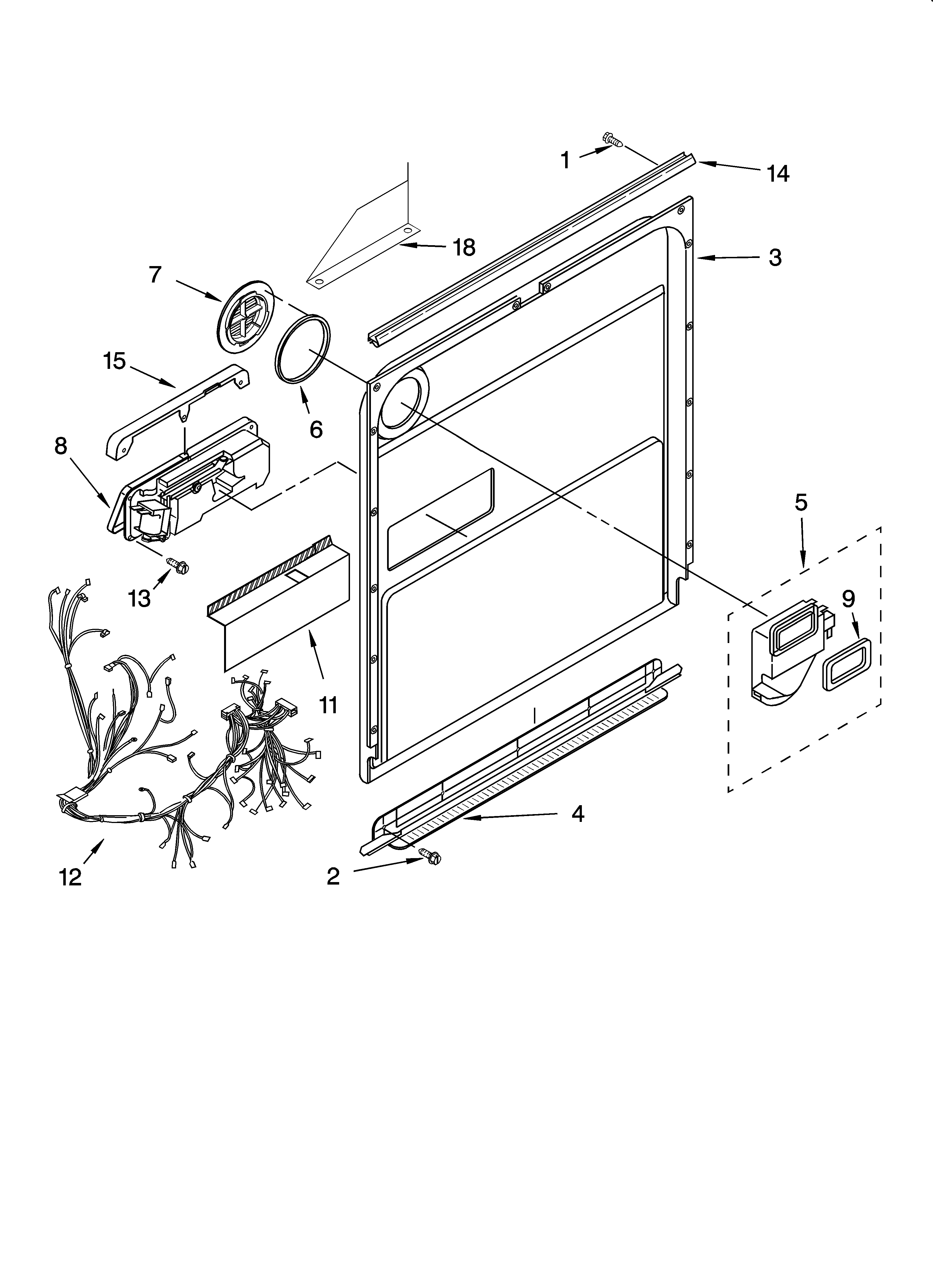 KitchenAid KUDP01DLWH6 door and latch parts diagram
