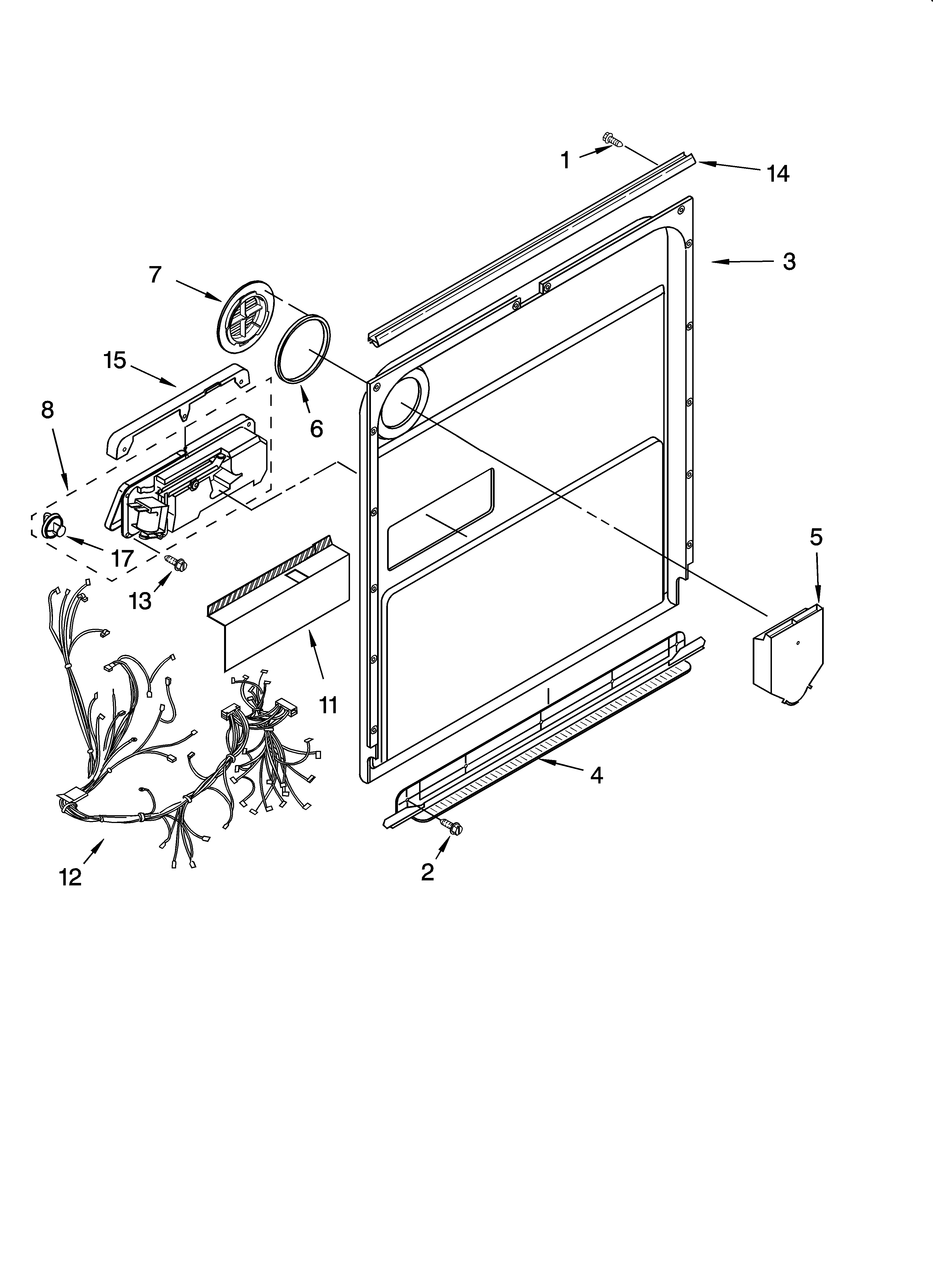 KitchenAid KUDP01FLWH0 door and latch parts diagram