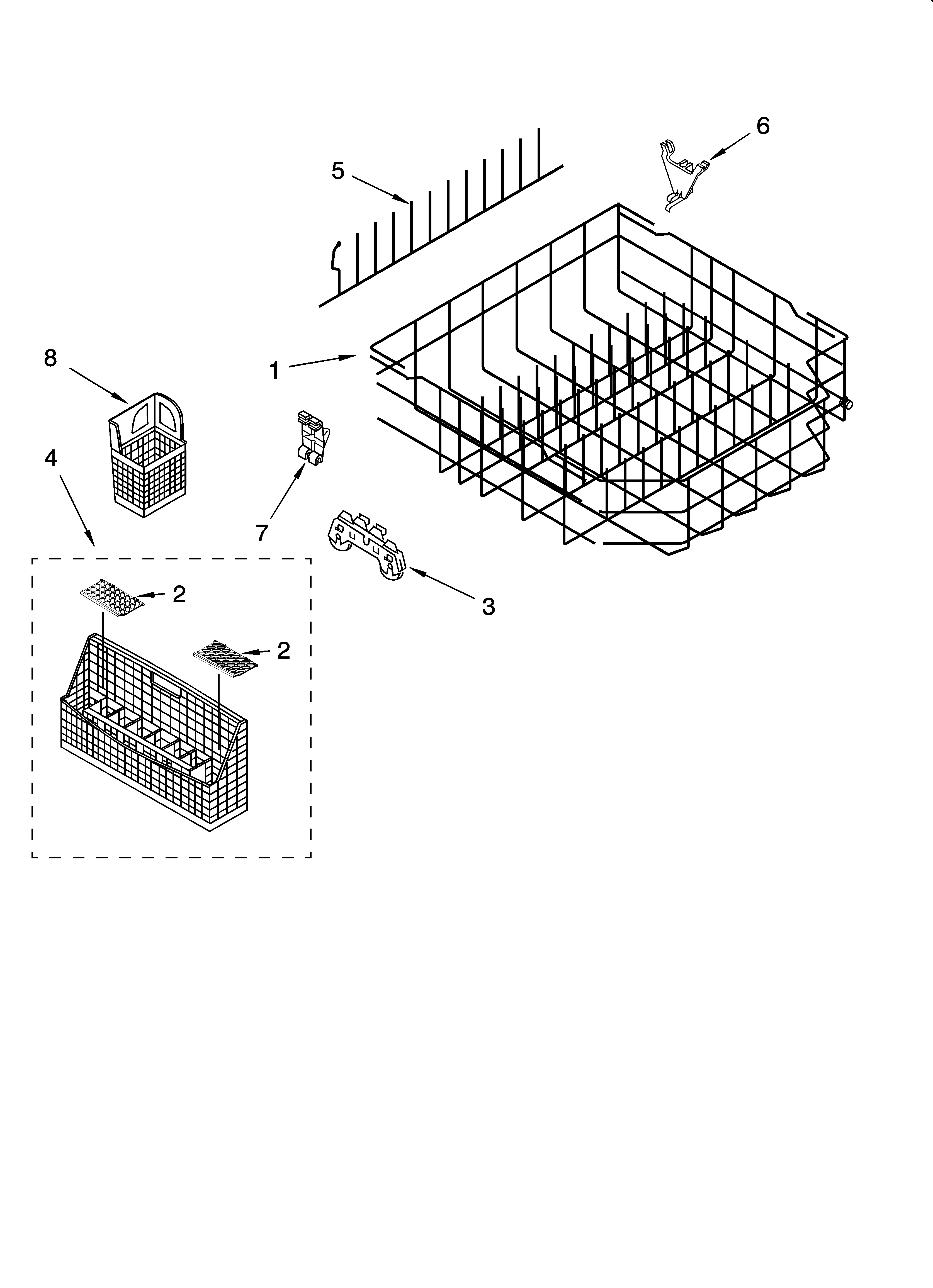 KitchenAid KUDP01FLWH0 lower rack parts diagram