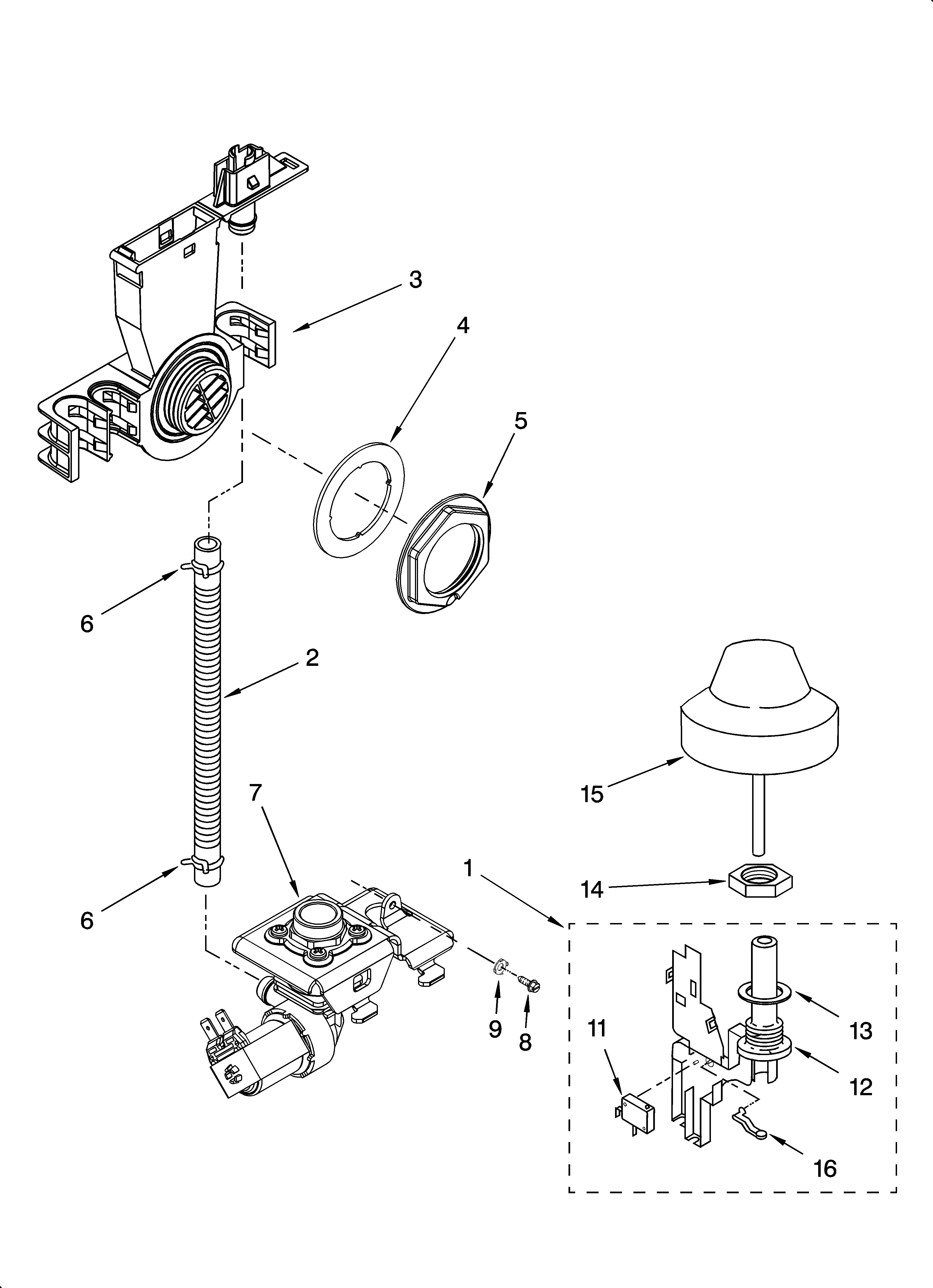 KitchenAid KUDP01FLBT2 fill and overfill parts diagram
