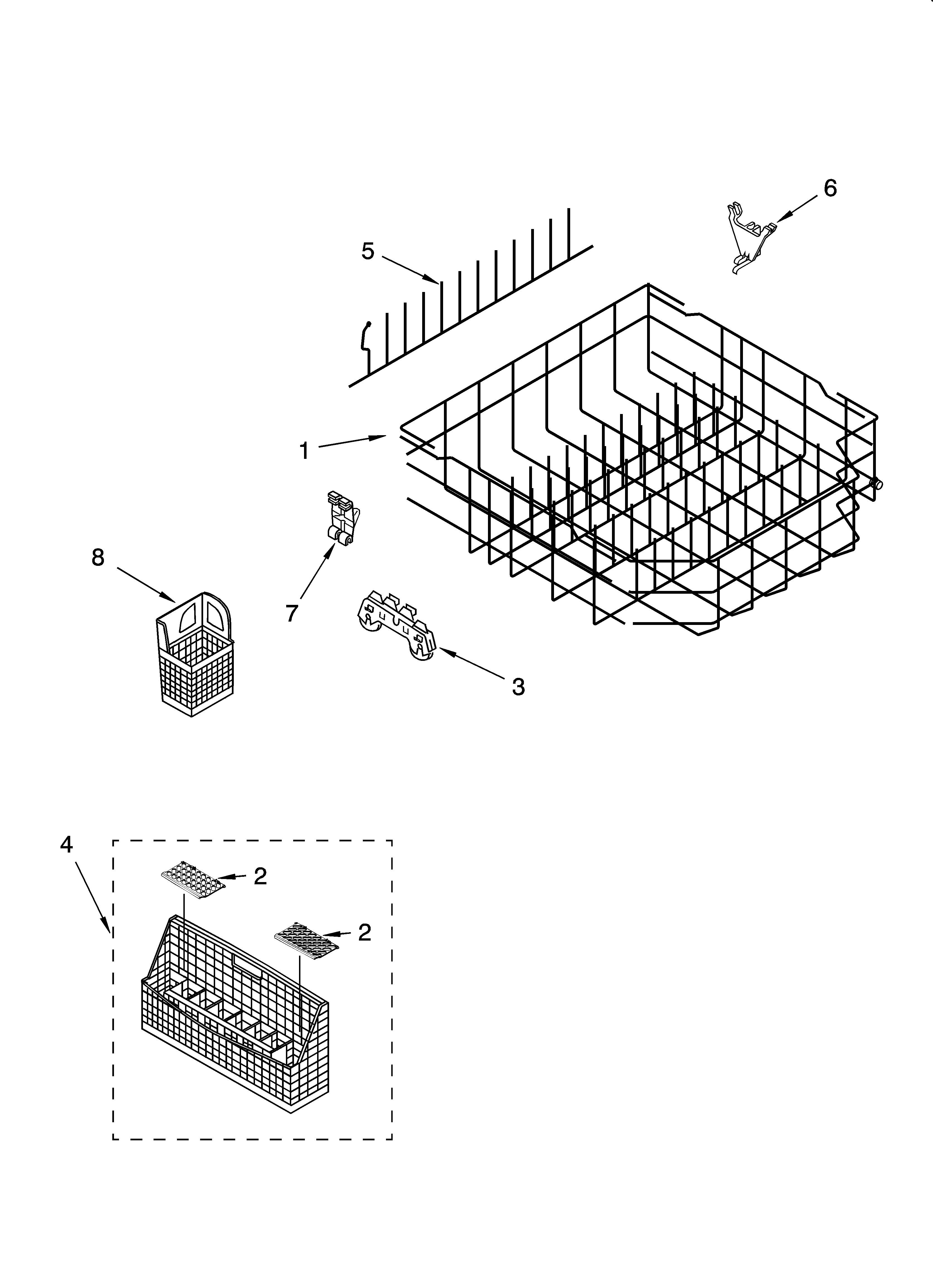 KitchenAid KUDP01FLWH3 lower rack parts diagram