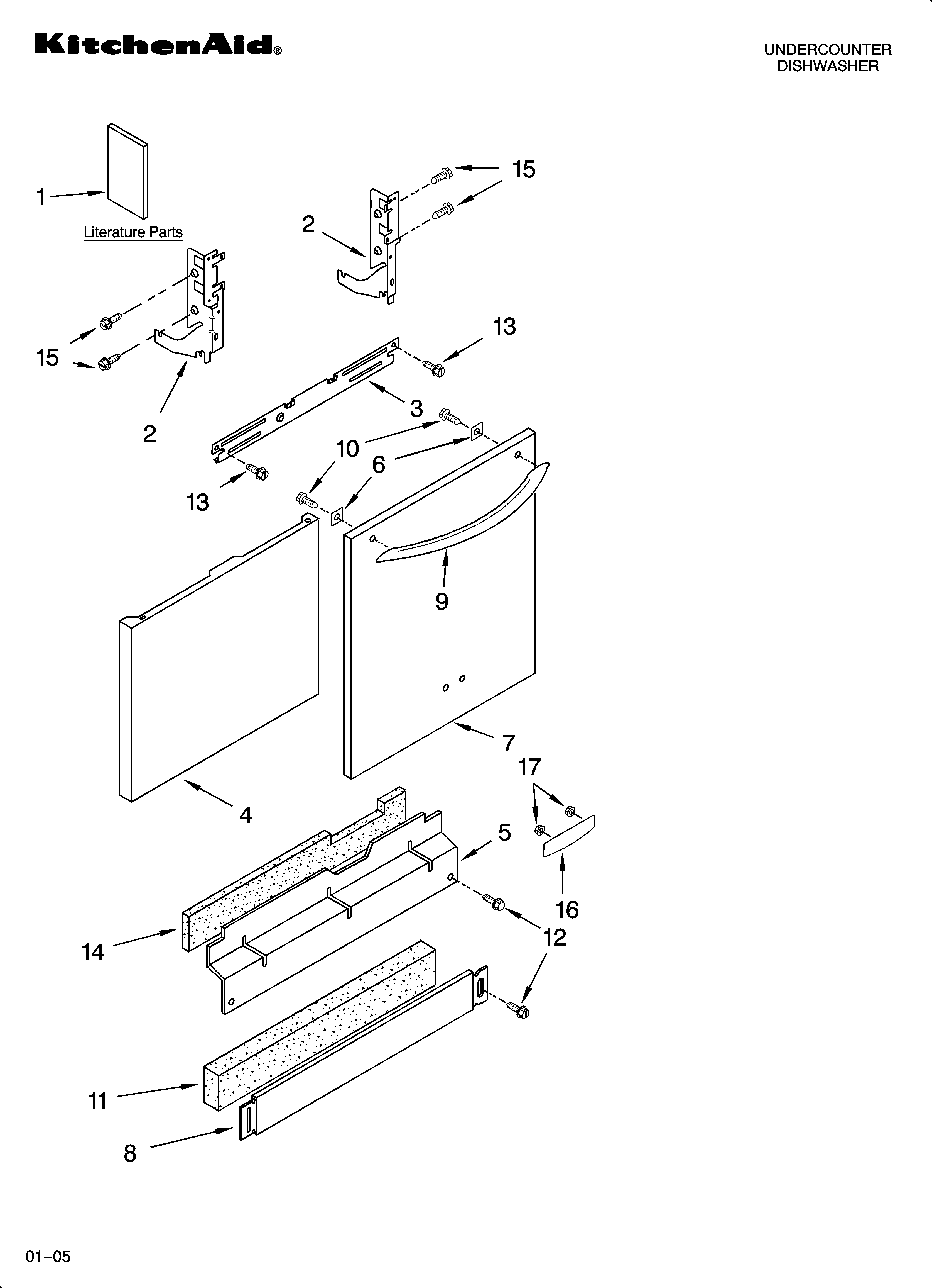KitchenAid KUDP01FLSS6 door and panel parts diagram