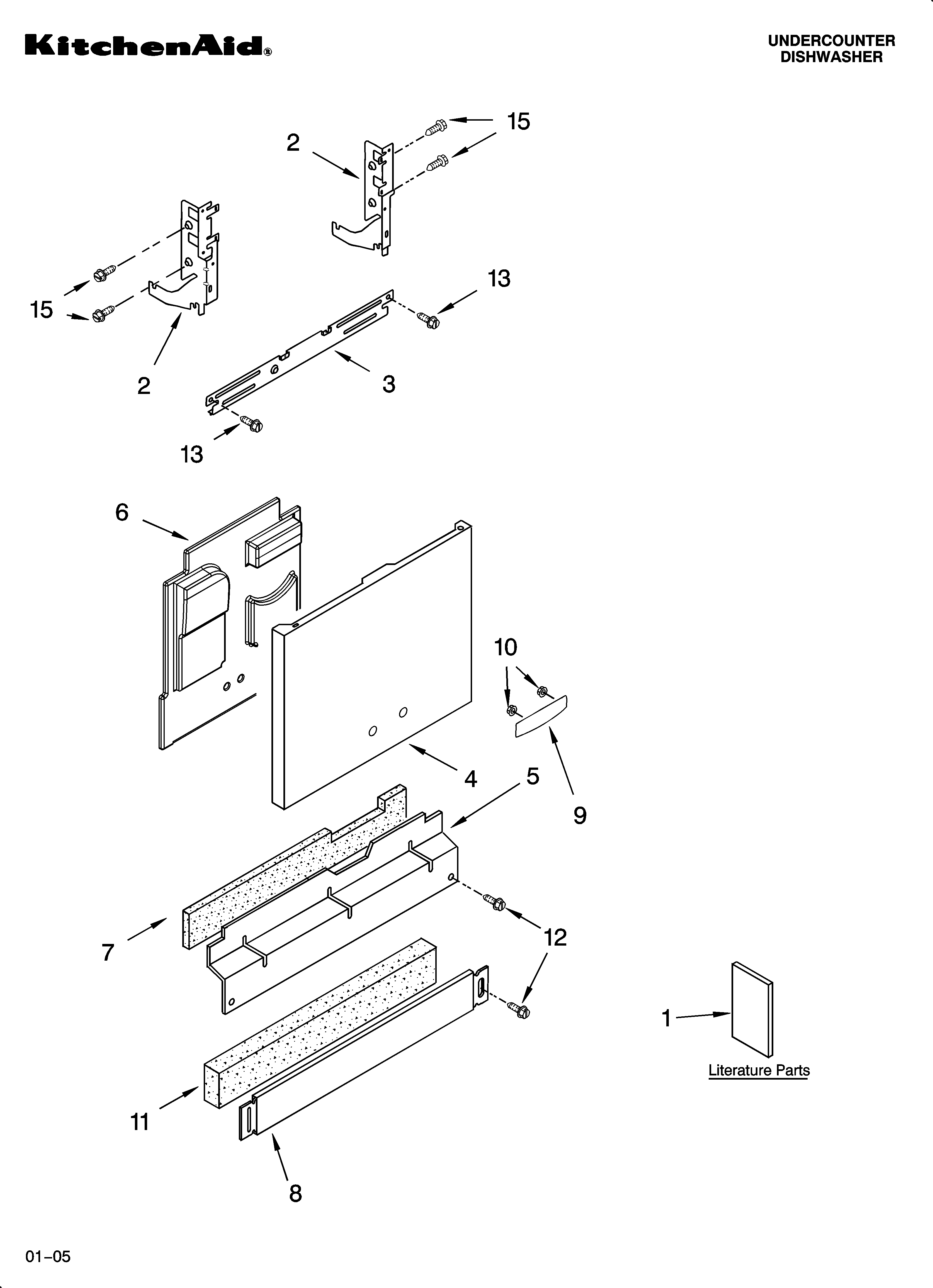 KitchenAid KUDP01ILWH1 door and panel parts diagram