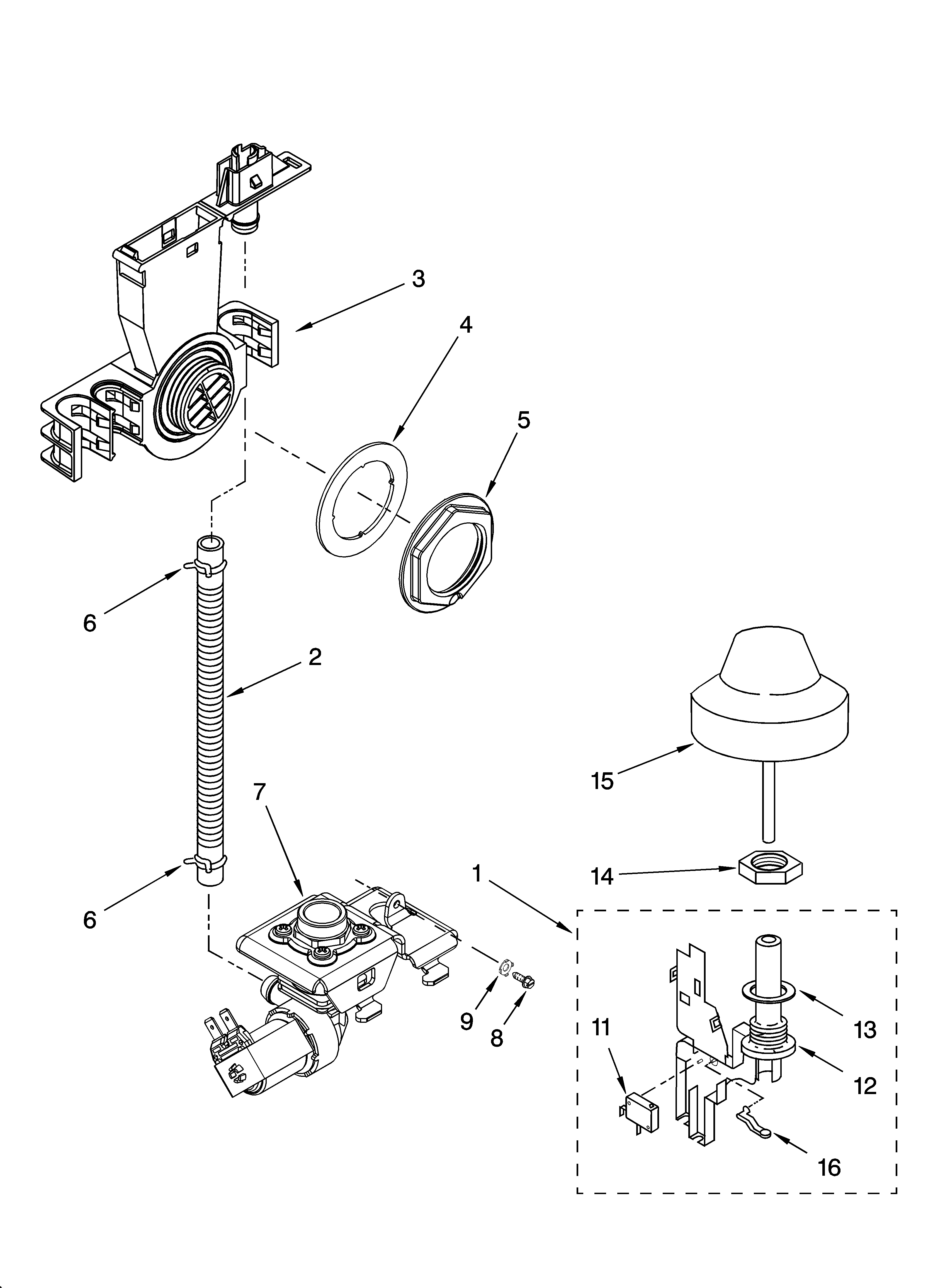 KitchenAid KUDP01ILBT2 fill and overfill parts diagram