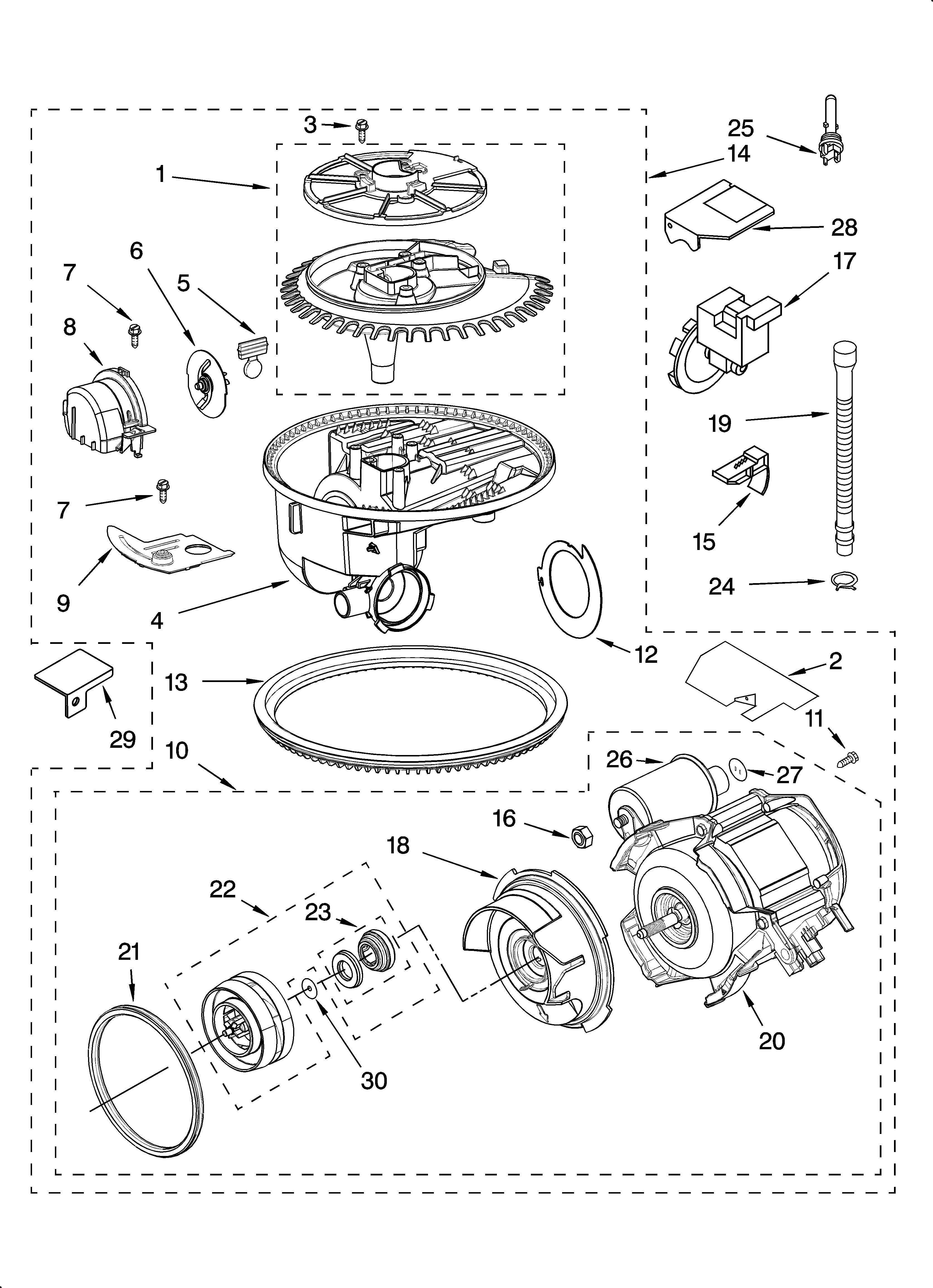 KitchenAid KUDP01ILBT2 pump and motor parts diagram