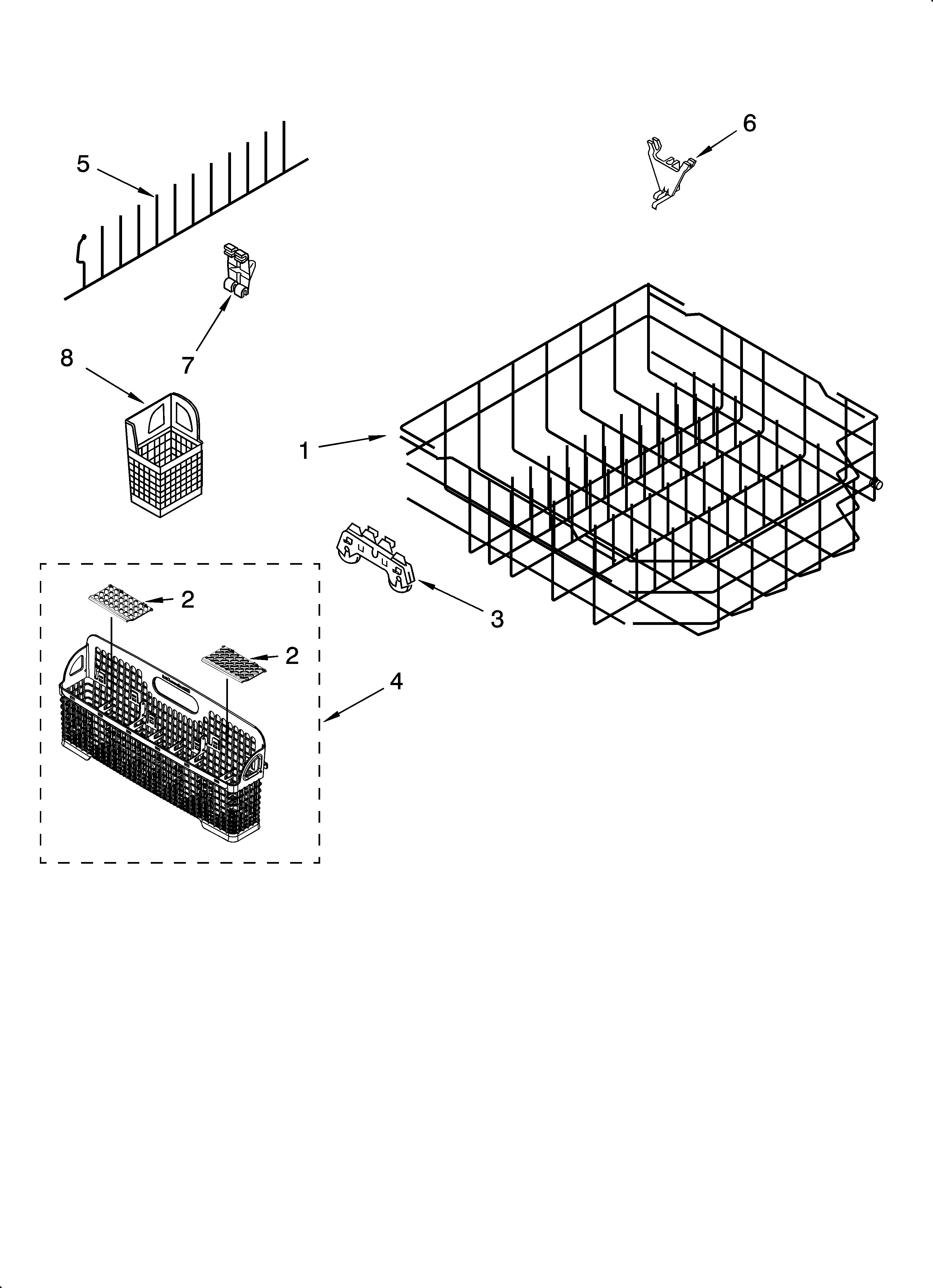 KitchenAid KUDP01ILBT2 lower rack parts diagram