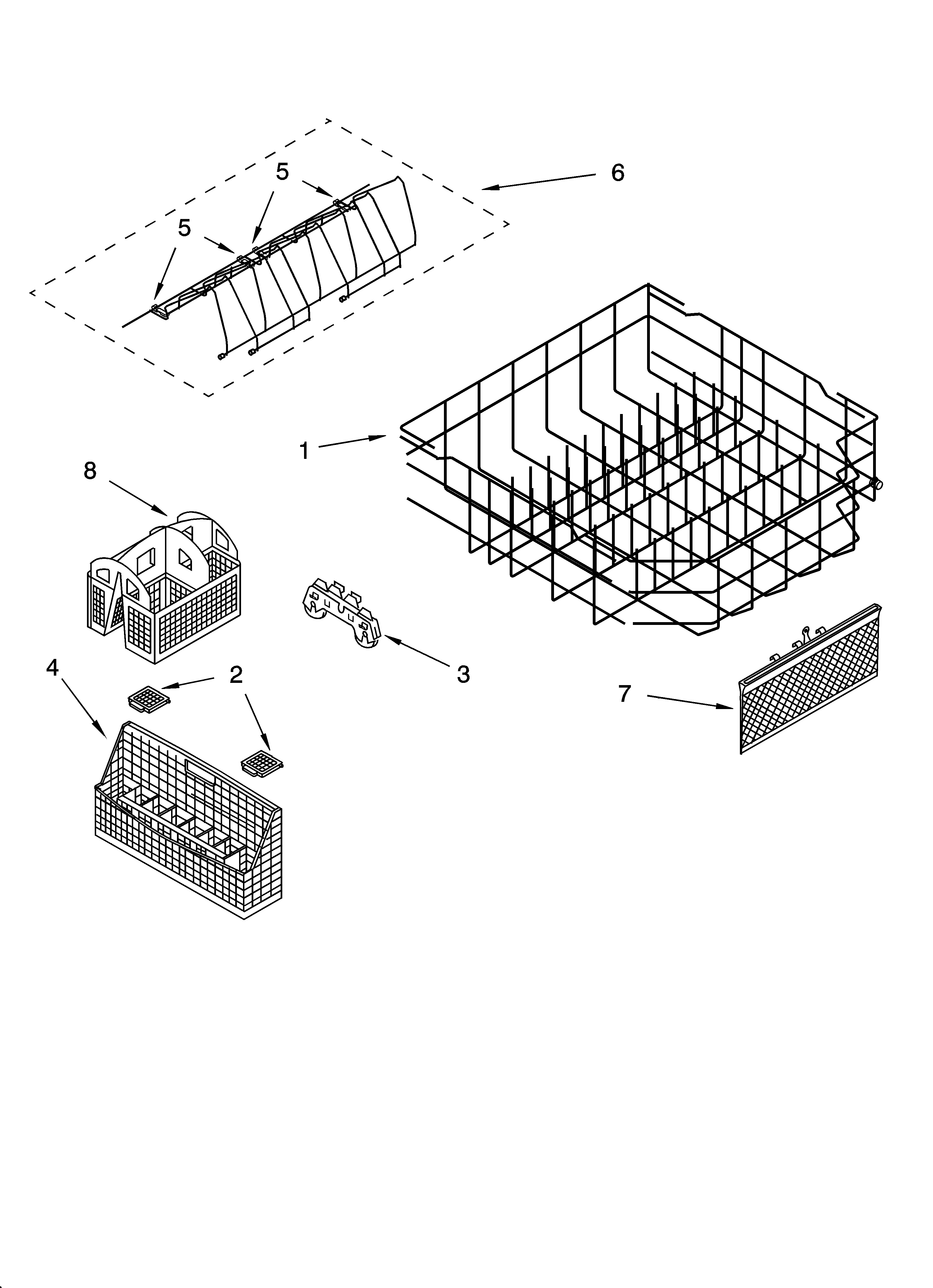 KitchenAid KUDS01DJSP1 lower rack parts diagram