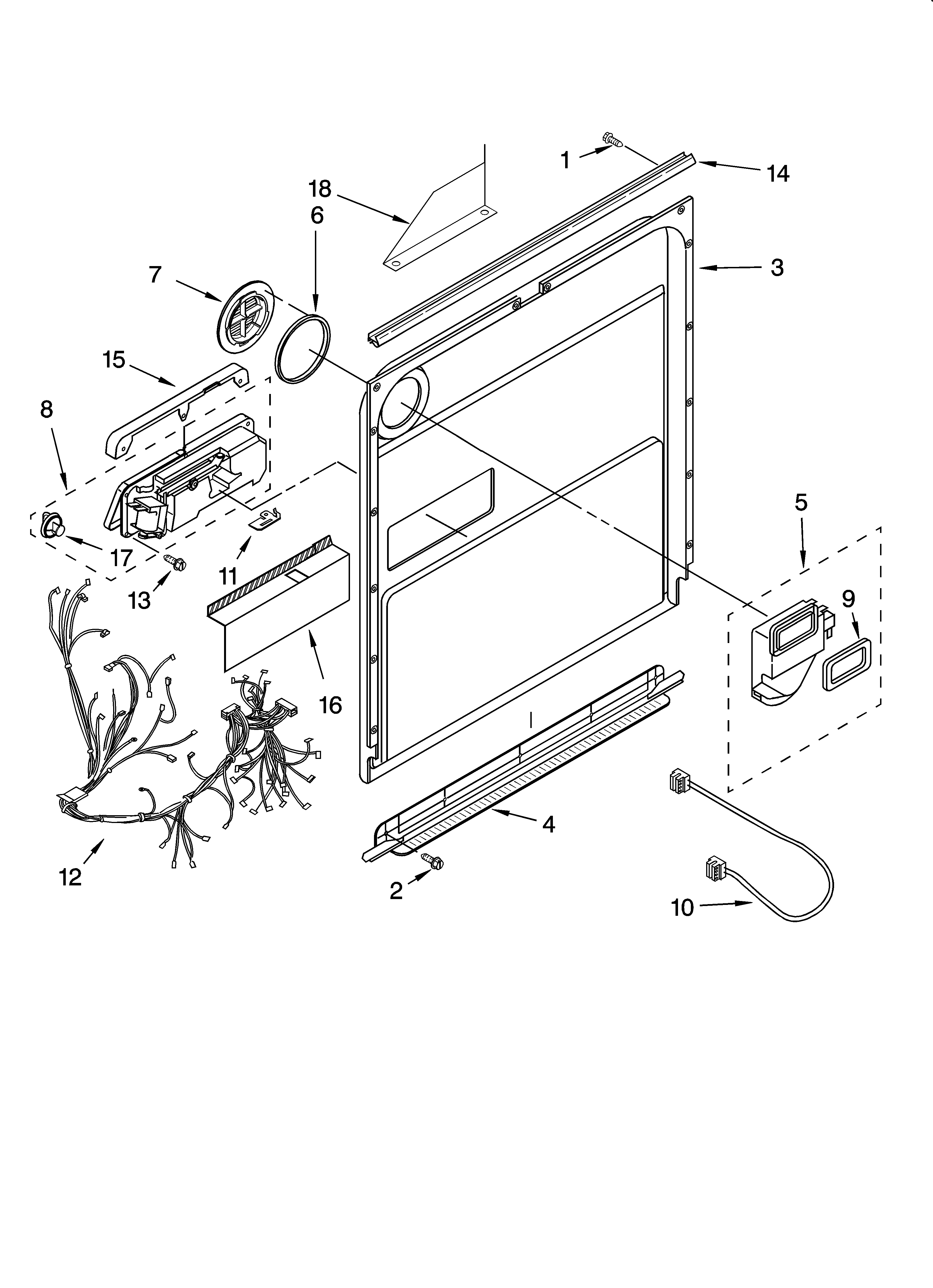 KitchenAid KUDS01DLWH3 door and latch parts diagram