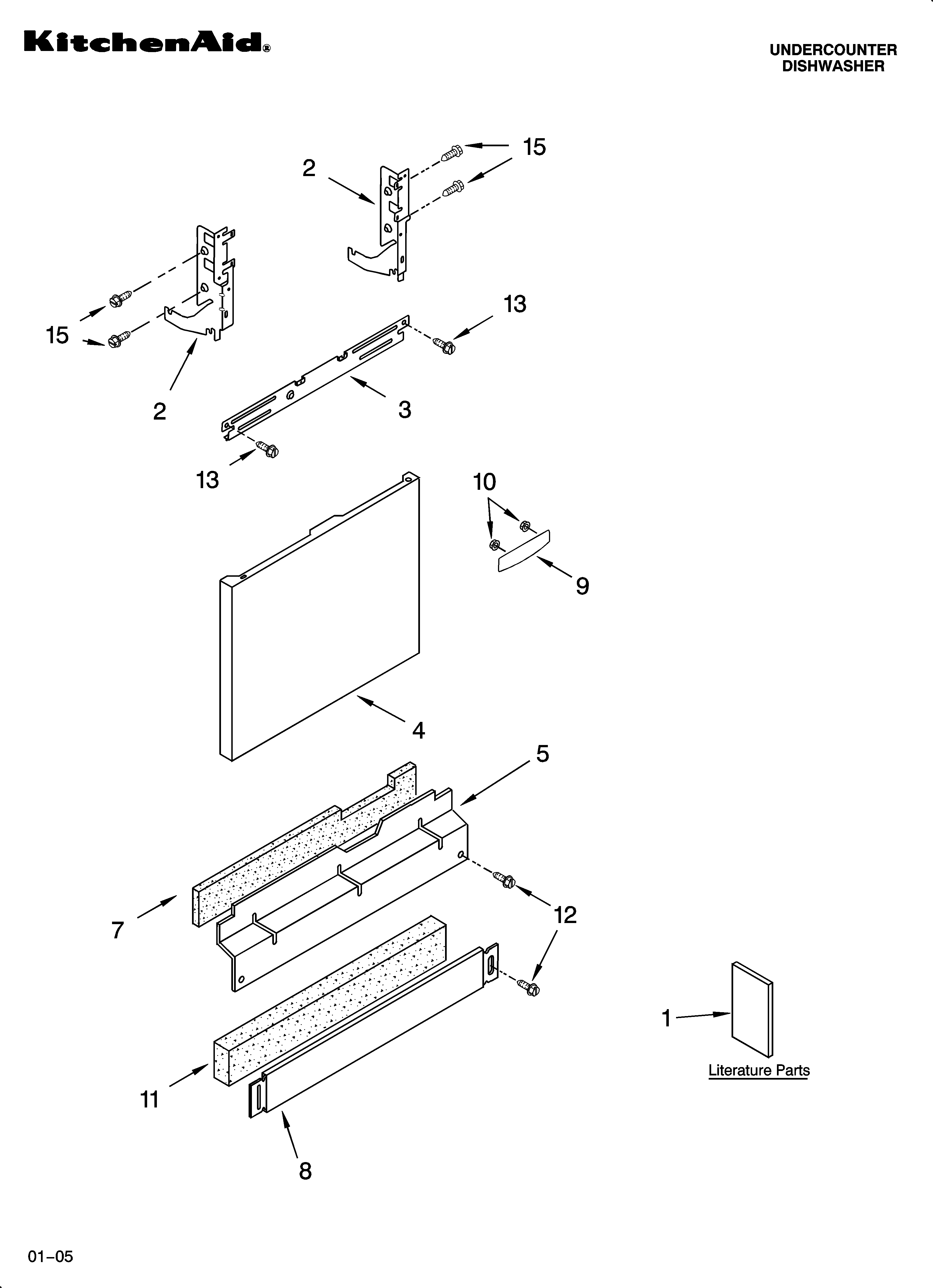KitchenAid KUDS01DLSS0 door and panel parts diagram