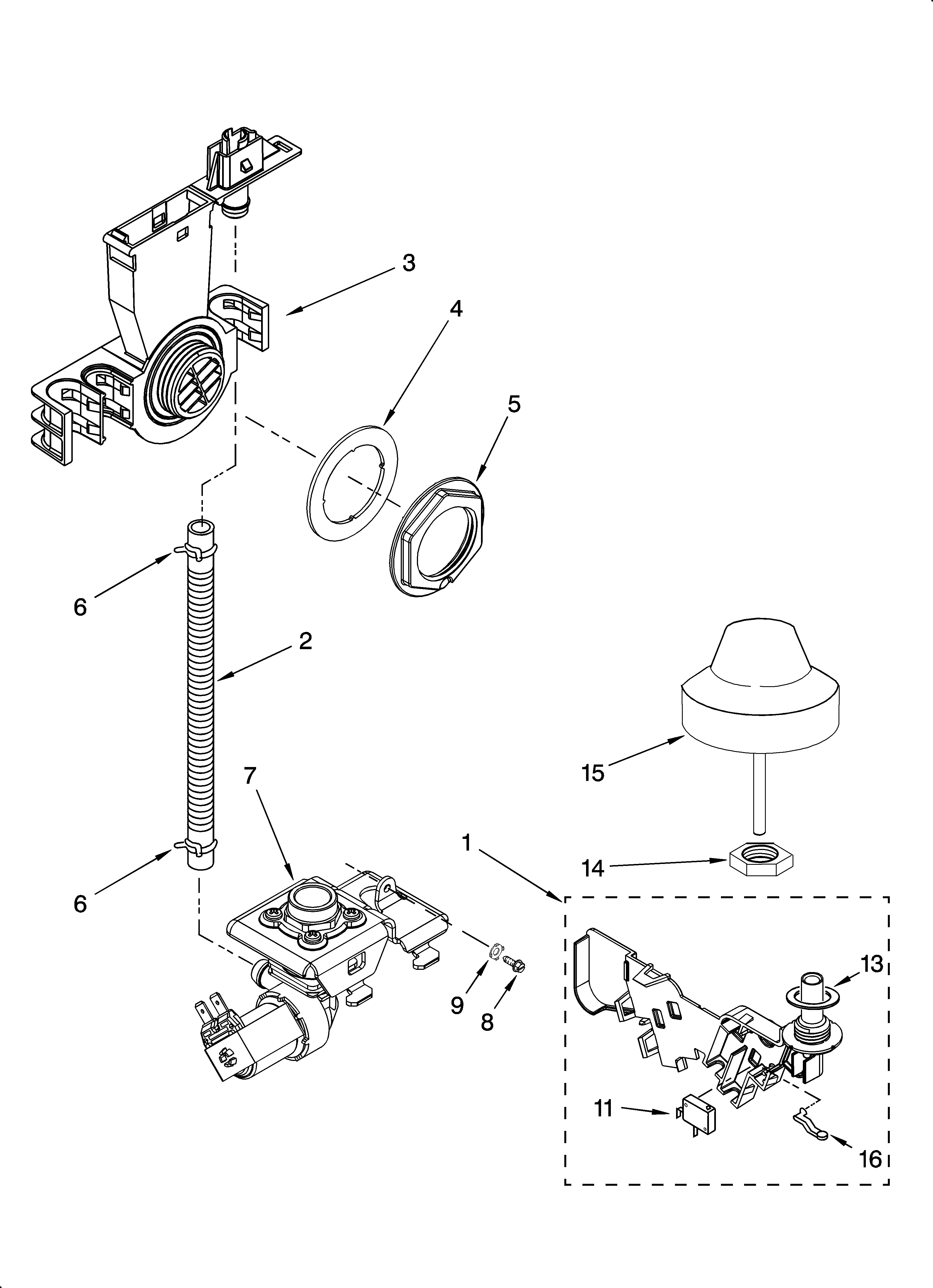 KitchenAid KUDS01DLSP3 fill and overfill parts diagram