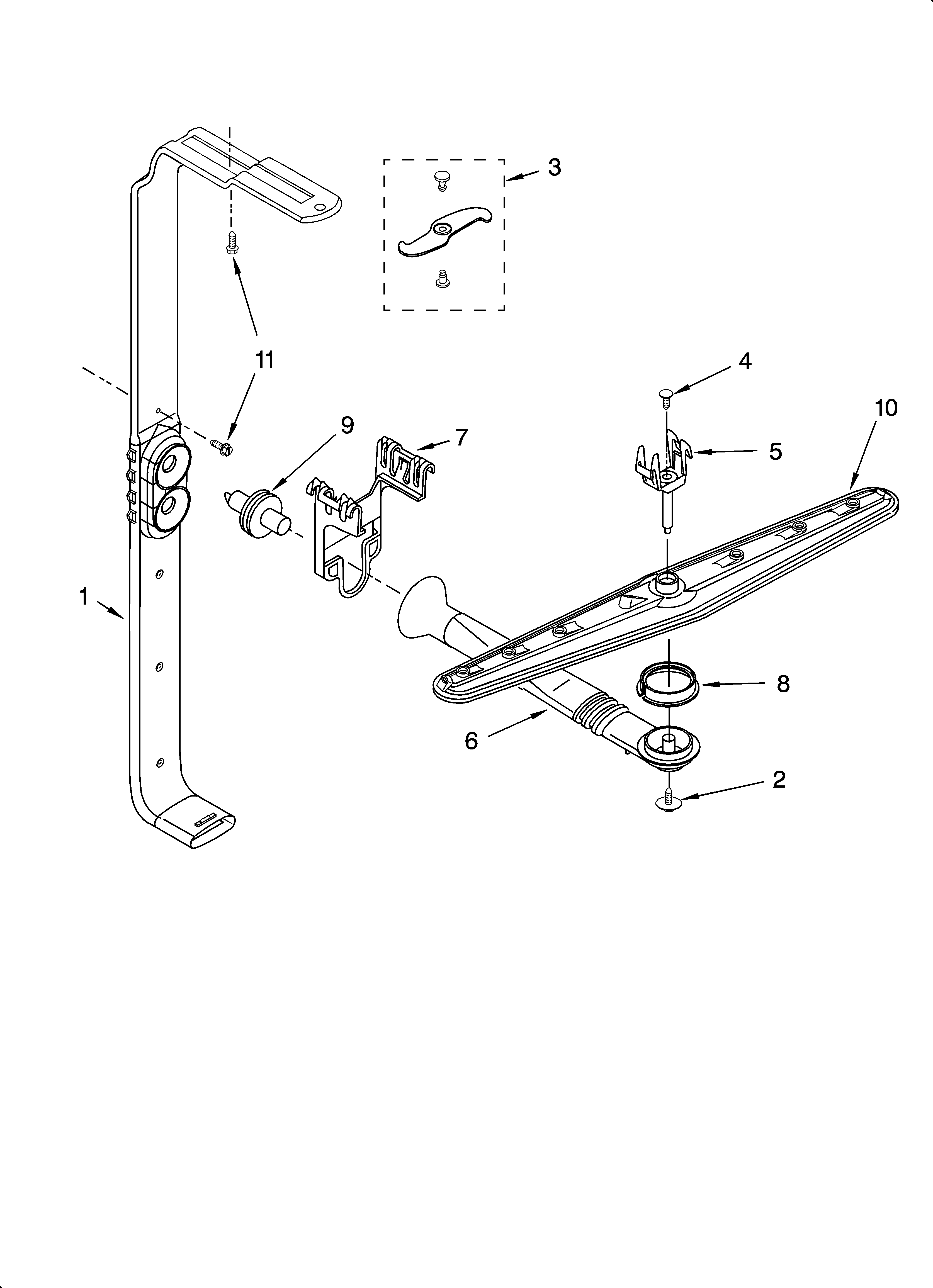 KitchenAid KUDS01DLSP3 upper wash and rinse parts diagram