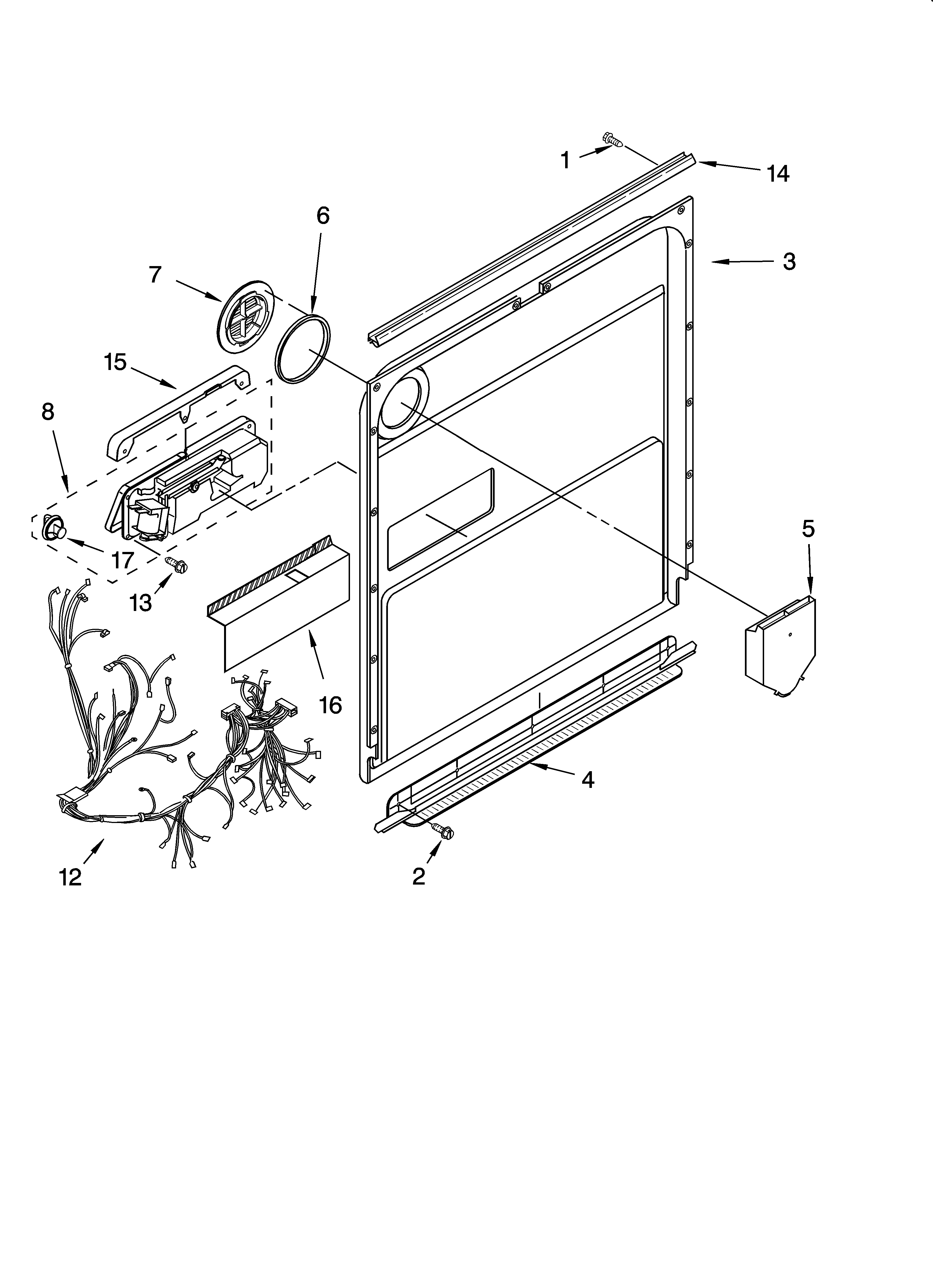 KitchenAid KUDS01FLBL0 door and latch parts diagram