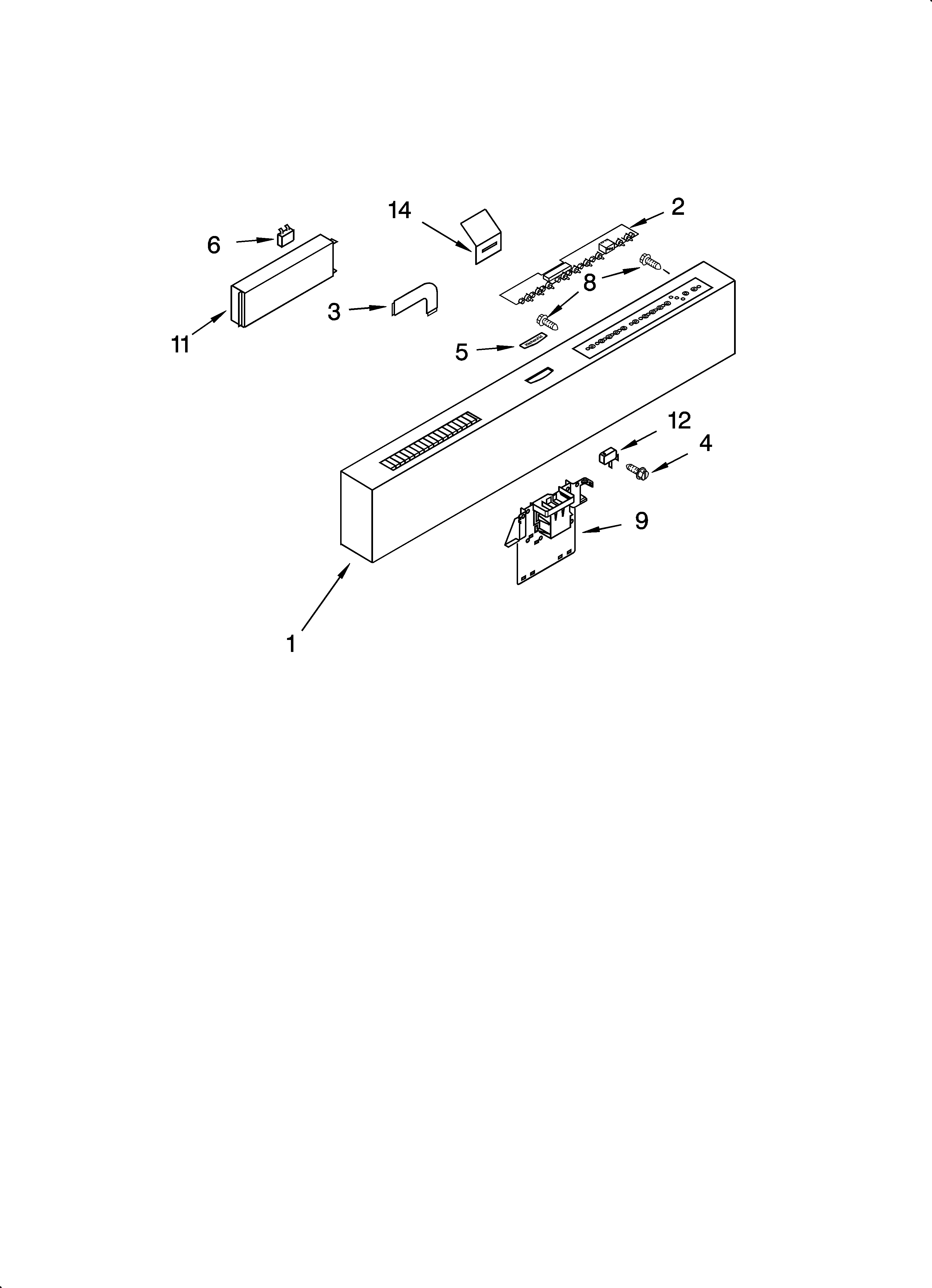 KitchenAid KUDS01FLBL1 control panel parts diagram