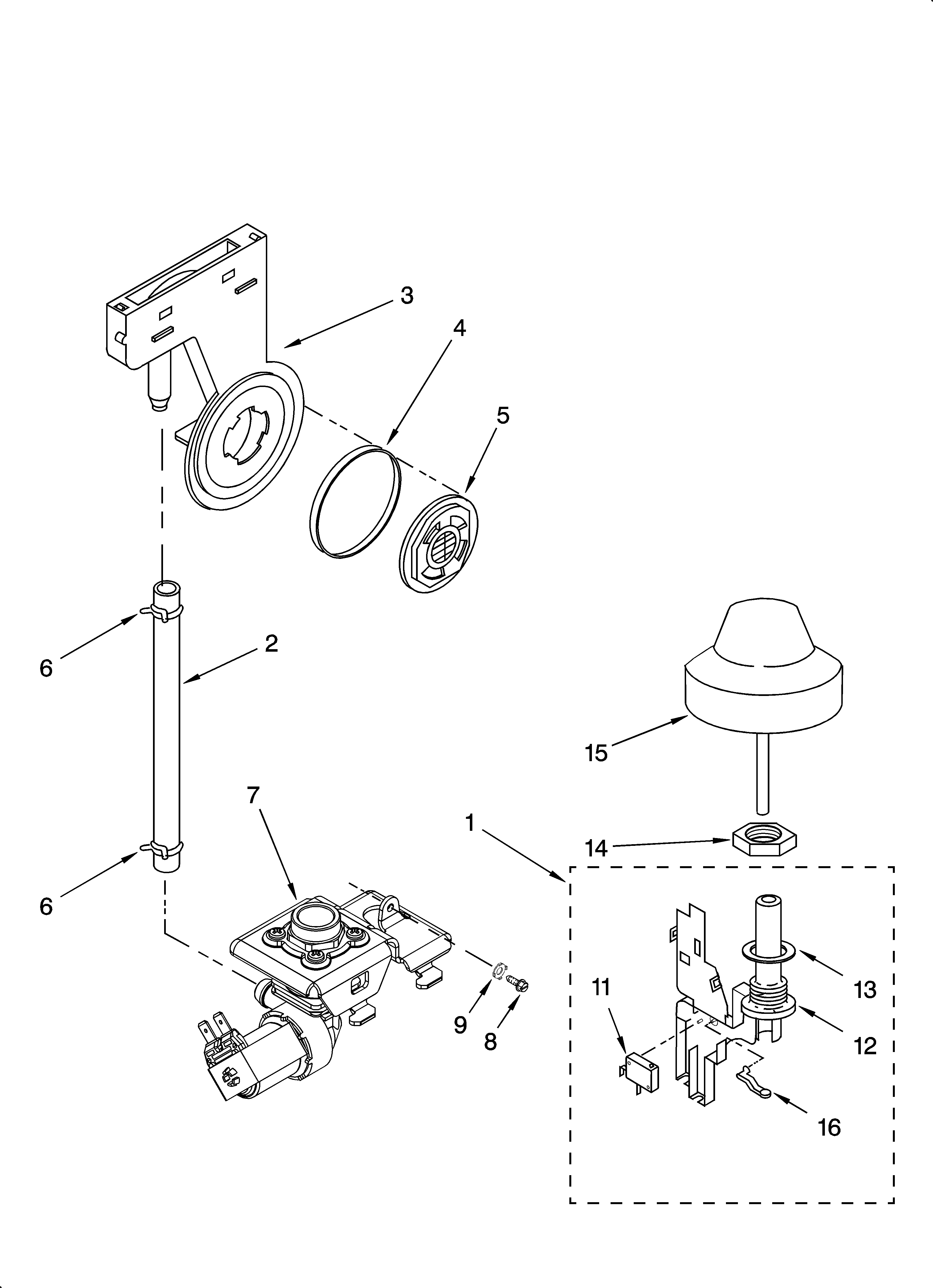 KitchenAid KUDS01FLBL1 fill and overfill parts diagram