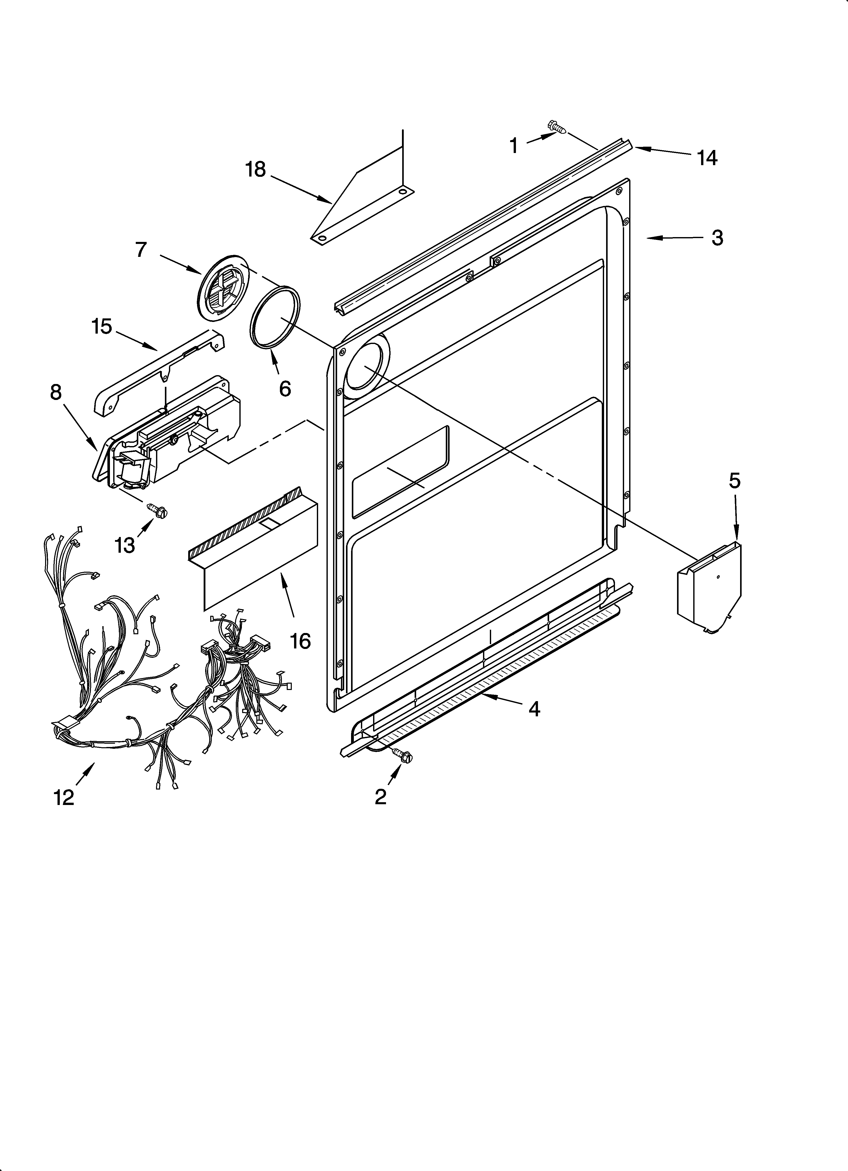 KitchenAid KUDS01FLBL5 door and latch parts diagram