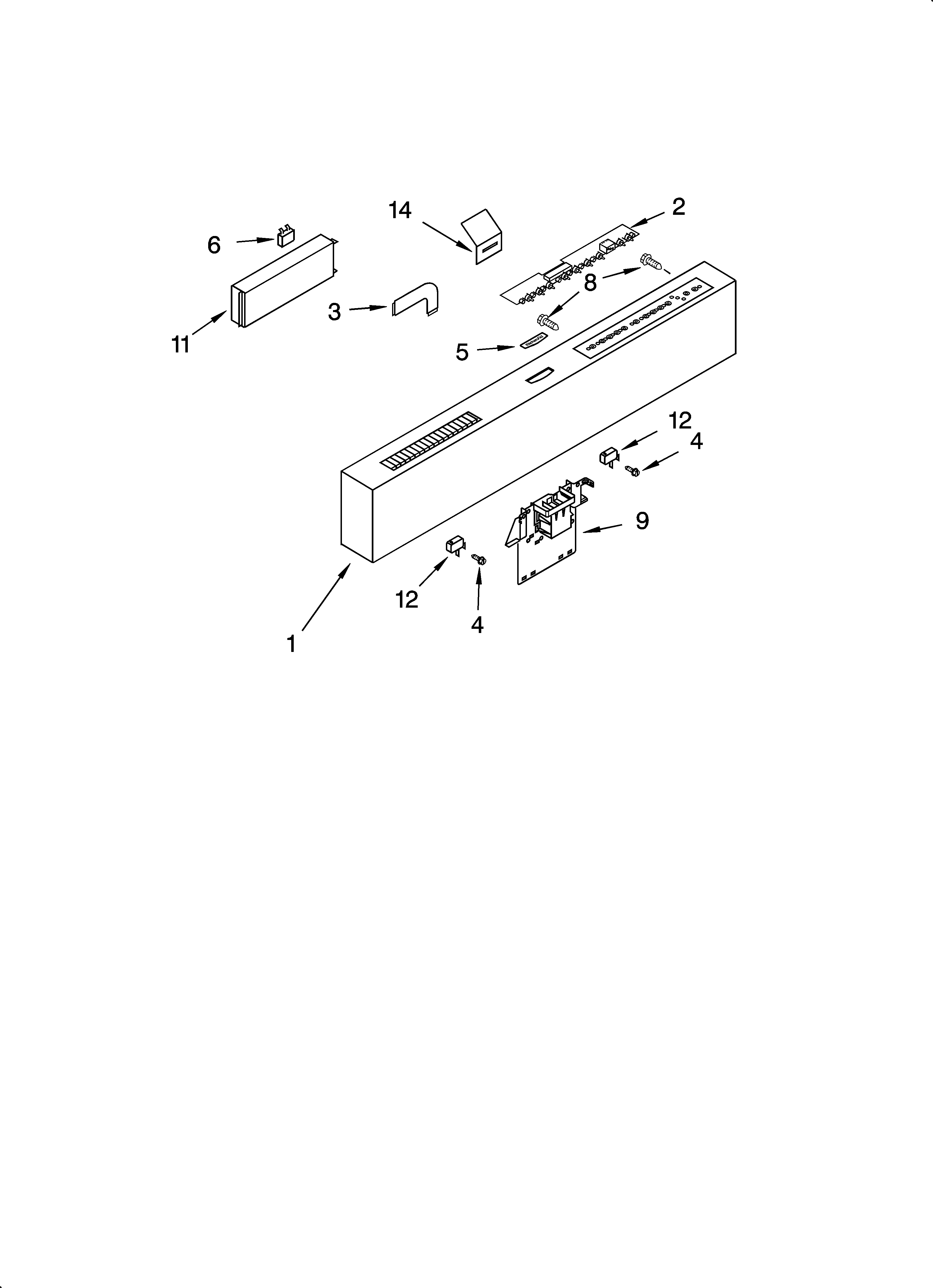 KitchenAid KUDS01FLBT6 control panel parts diagram