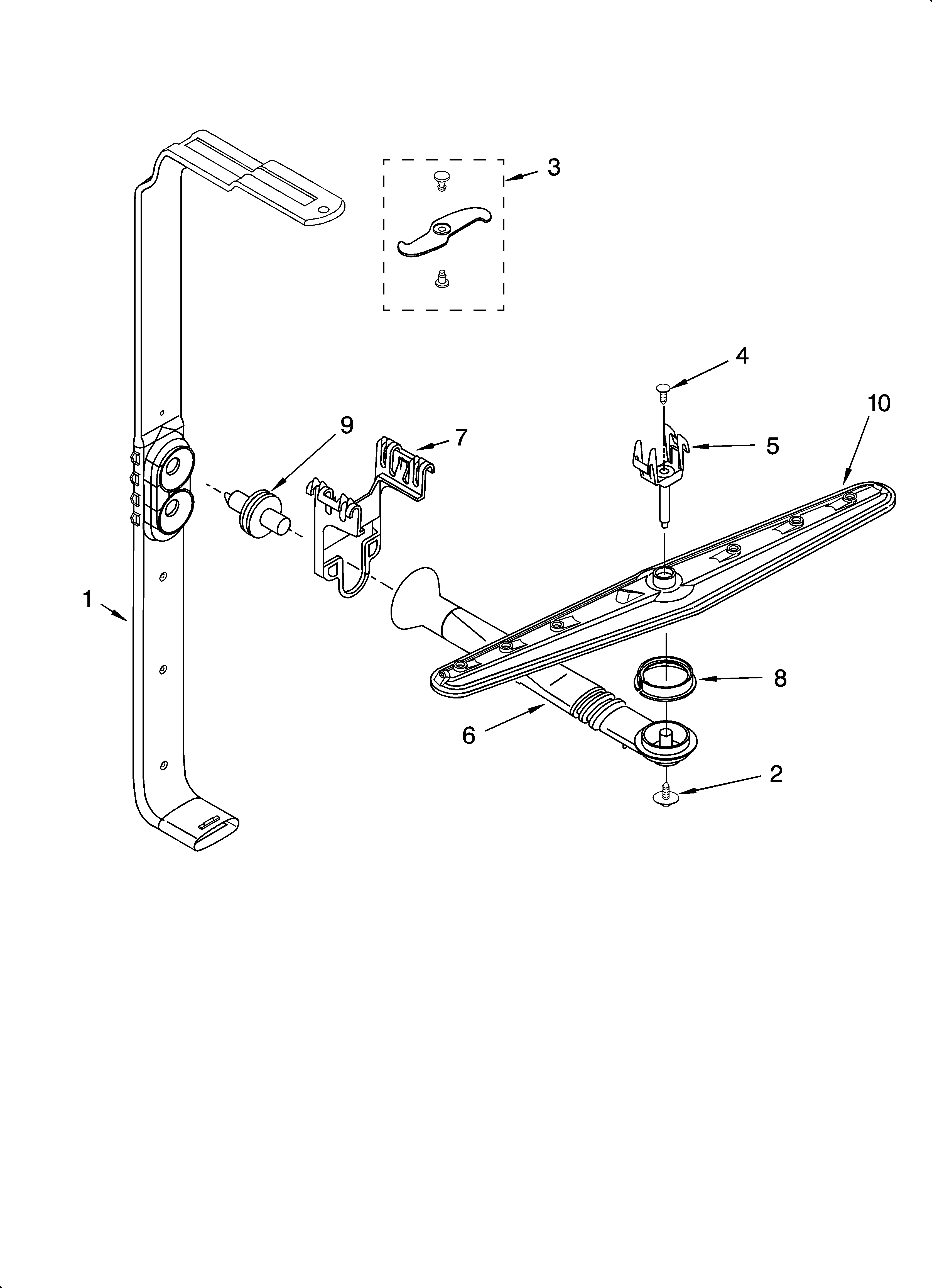 KitchenAid KUDS01FLBT6 upper wash and rinse parts diagram