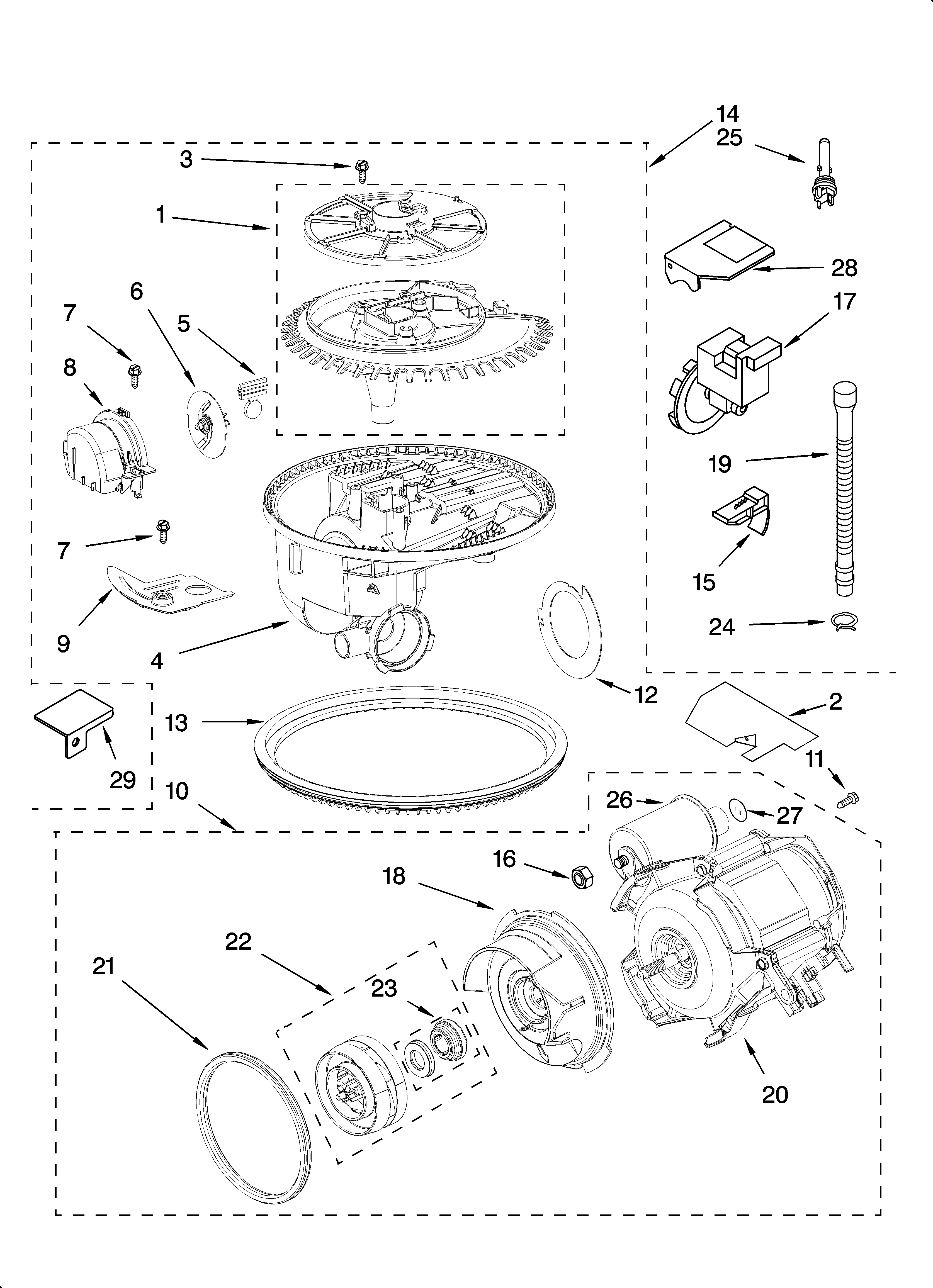 KitchenAid KUDS01IJAL0 pump and motor parts diagram