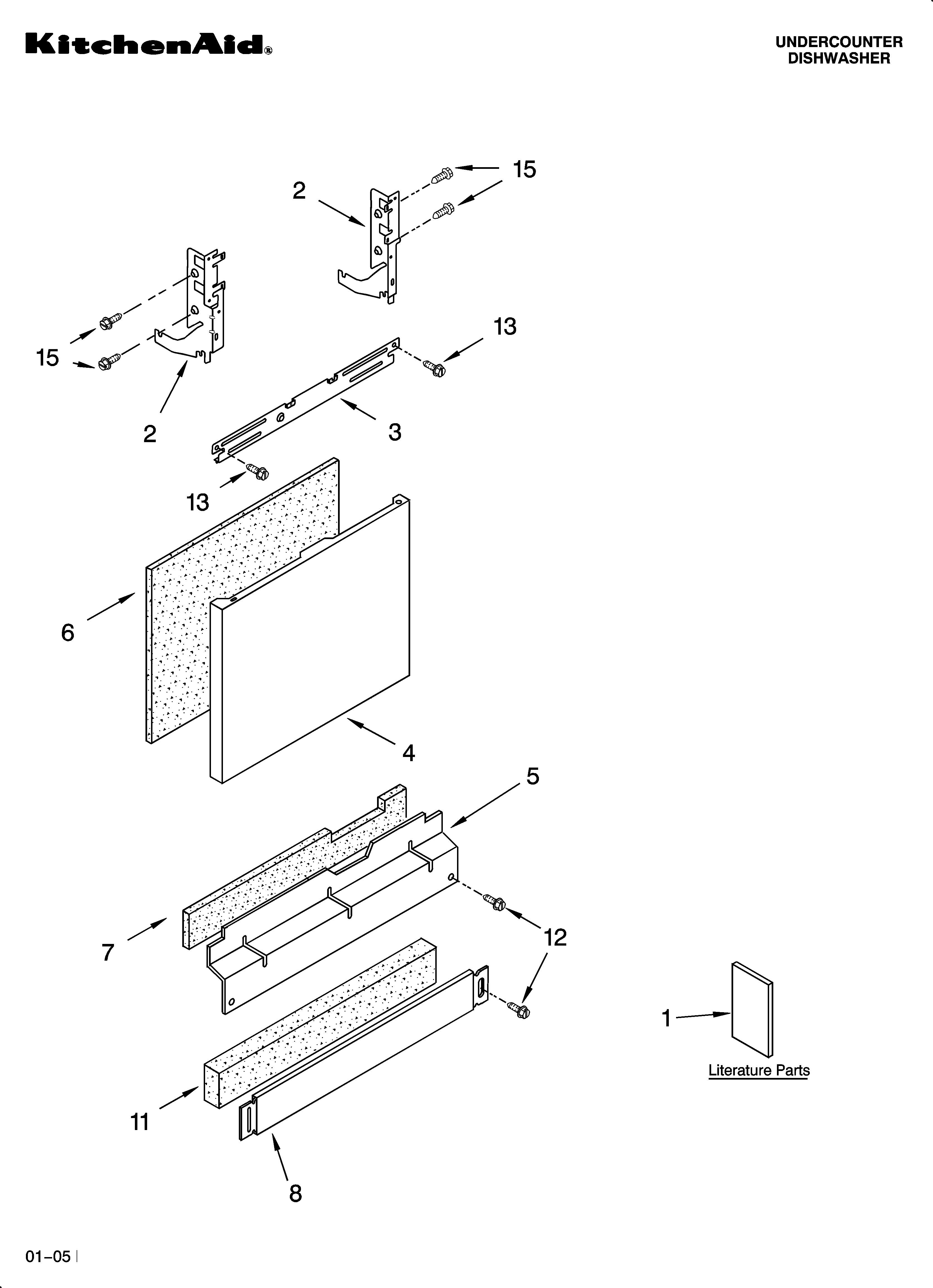 KitchenAid KUDS01IJBT1 door and panel parts diagram