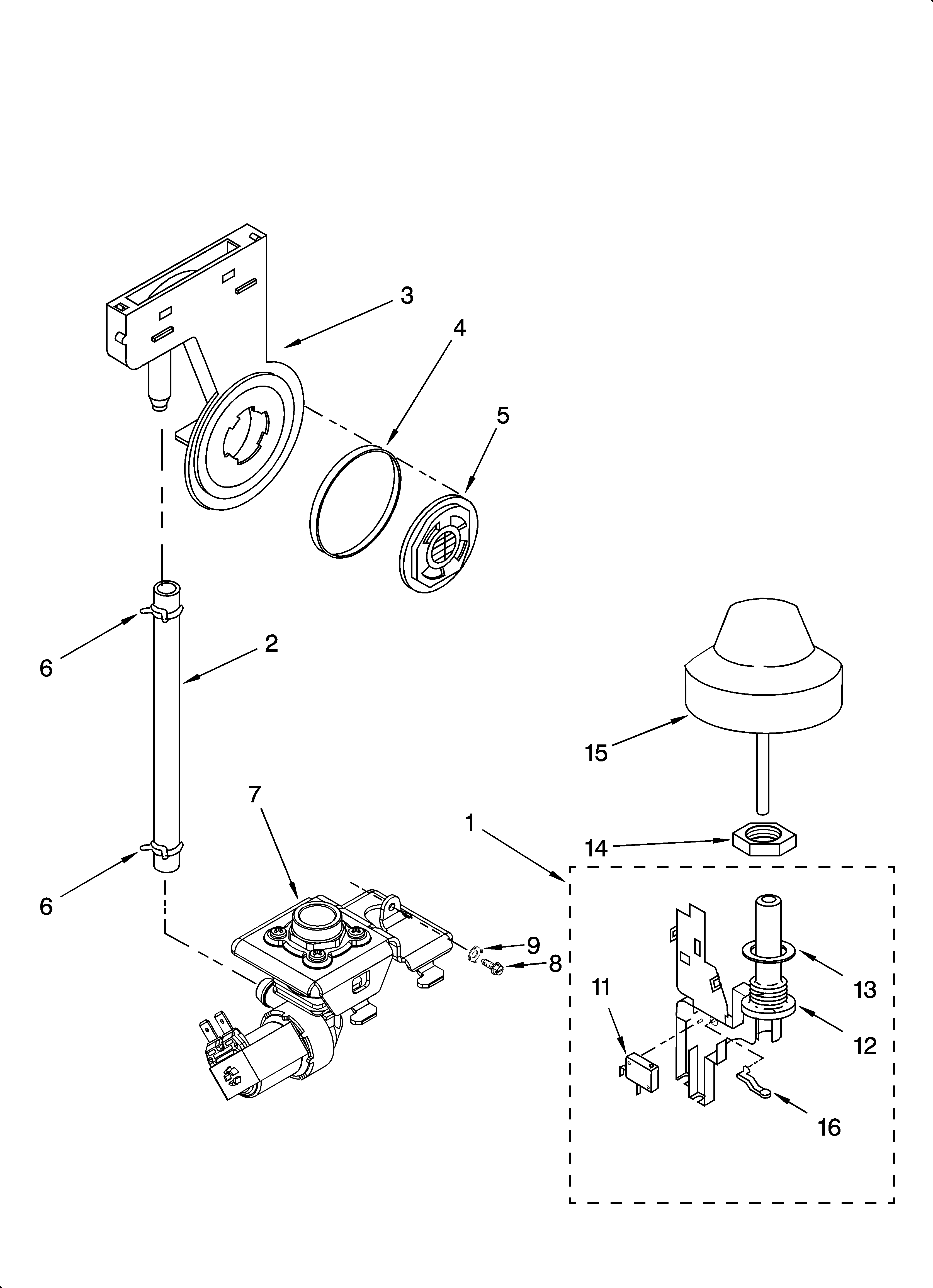 KitchenAid KUDS01IJBT1 fill and overfill parts diagram