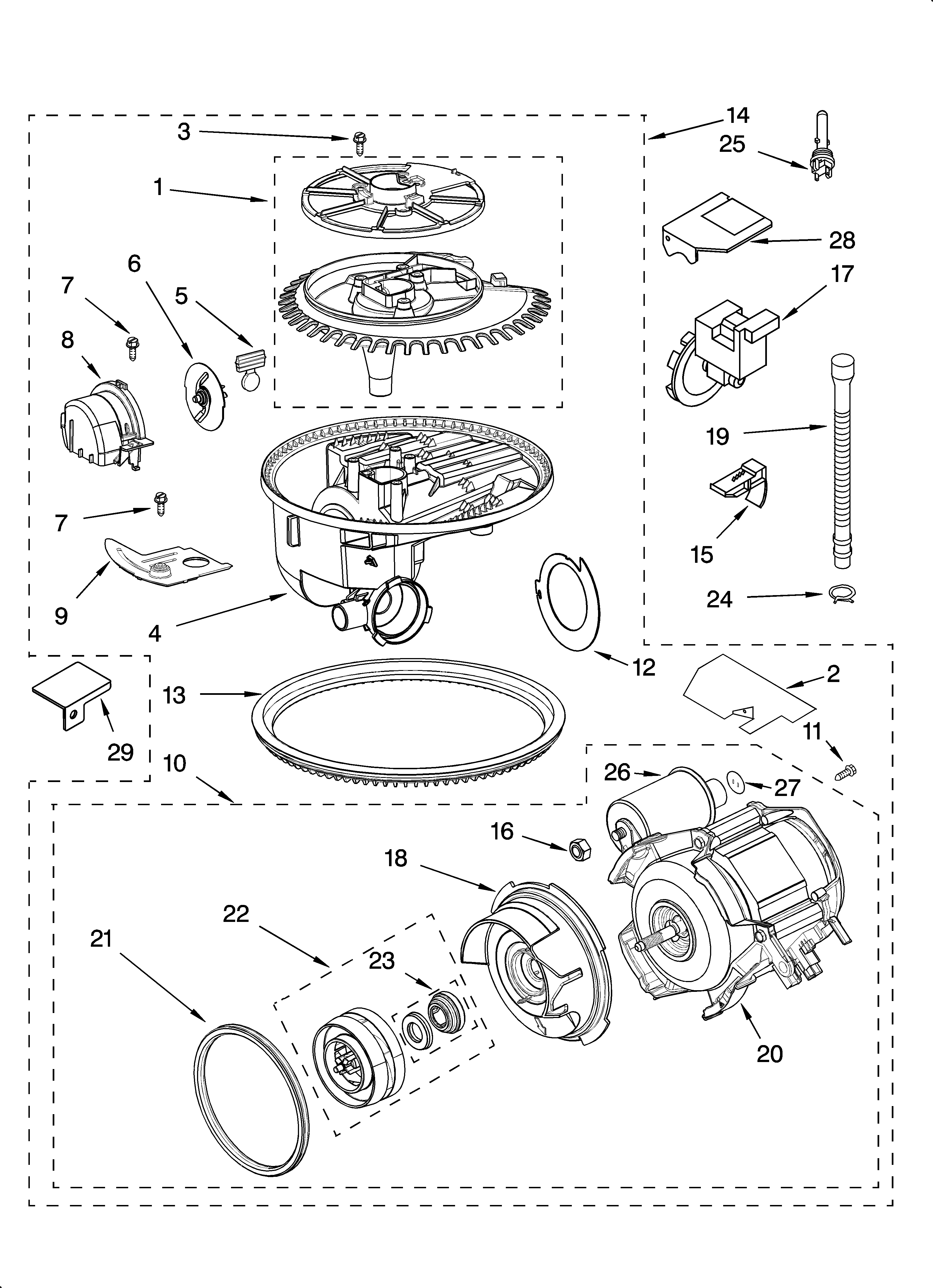 KitchenAid KUDS01IJBT1 pump and motor parts diagram