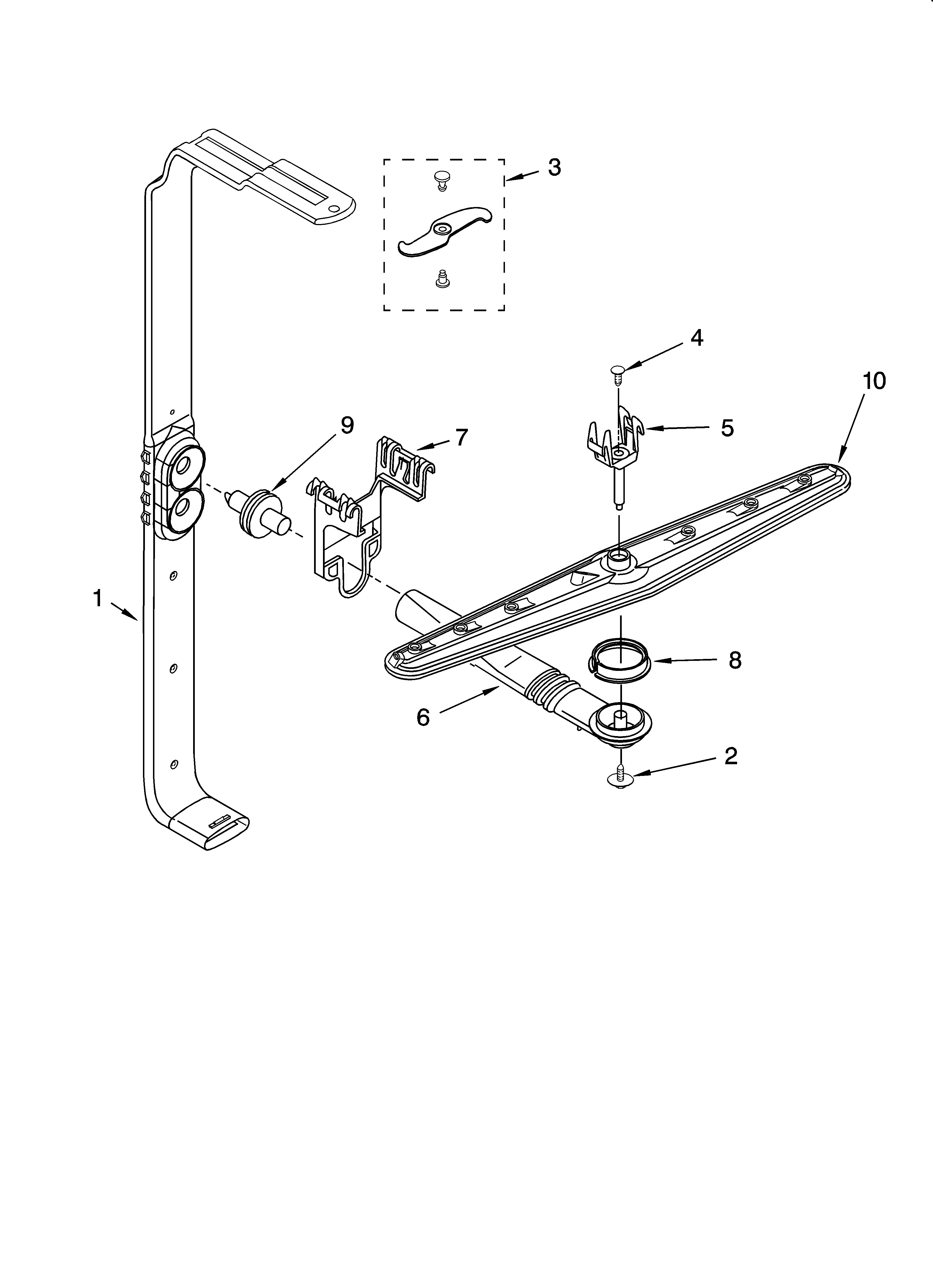 KitchenAid KUDS01IJBT1 upper wash and rinse parts diagram
