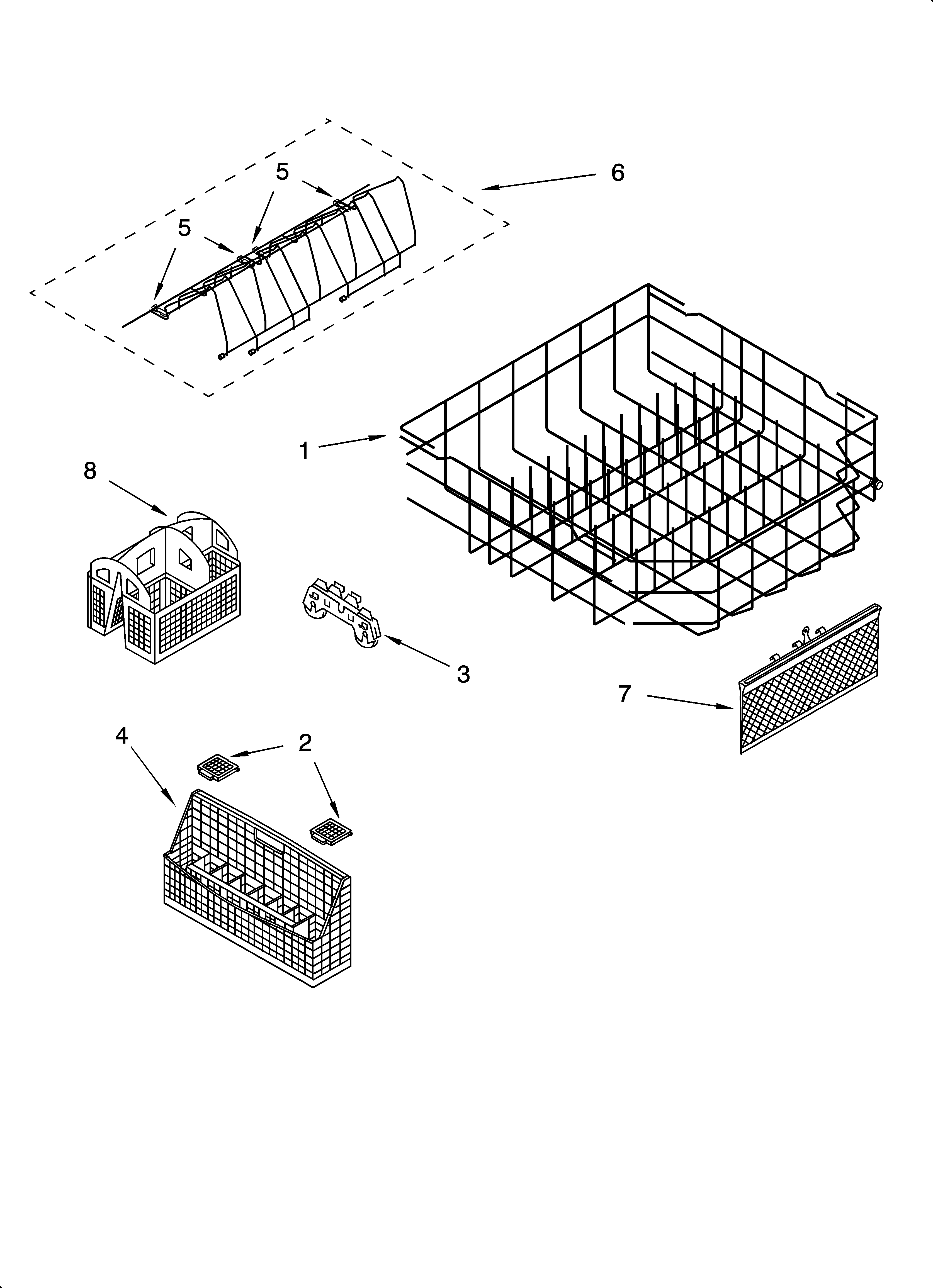 KitchenAid KUDS01IJBT1 lower rack parts diagram