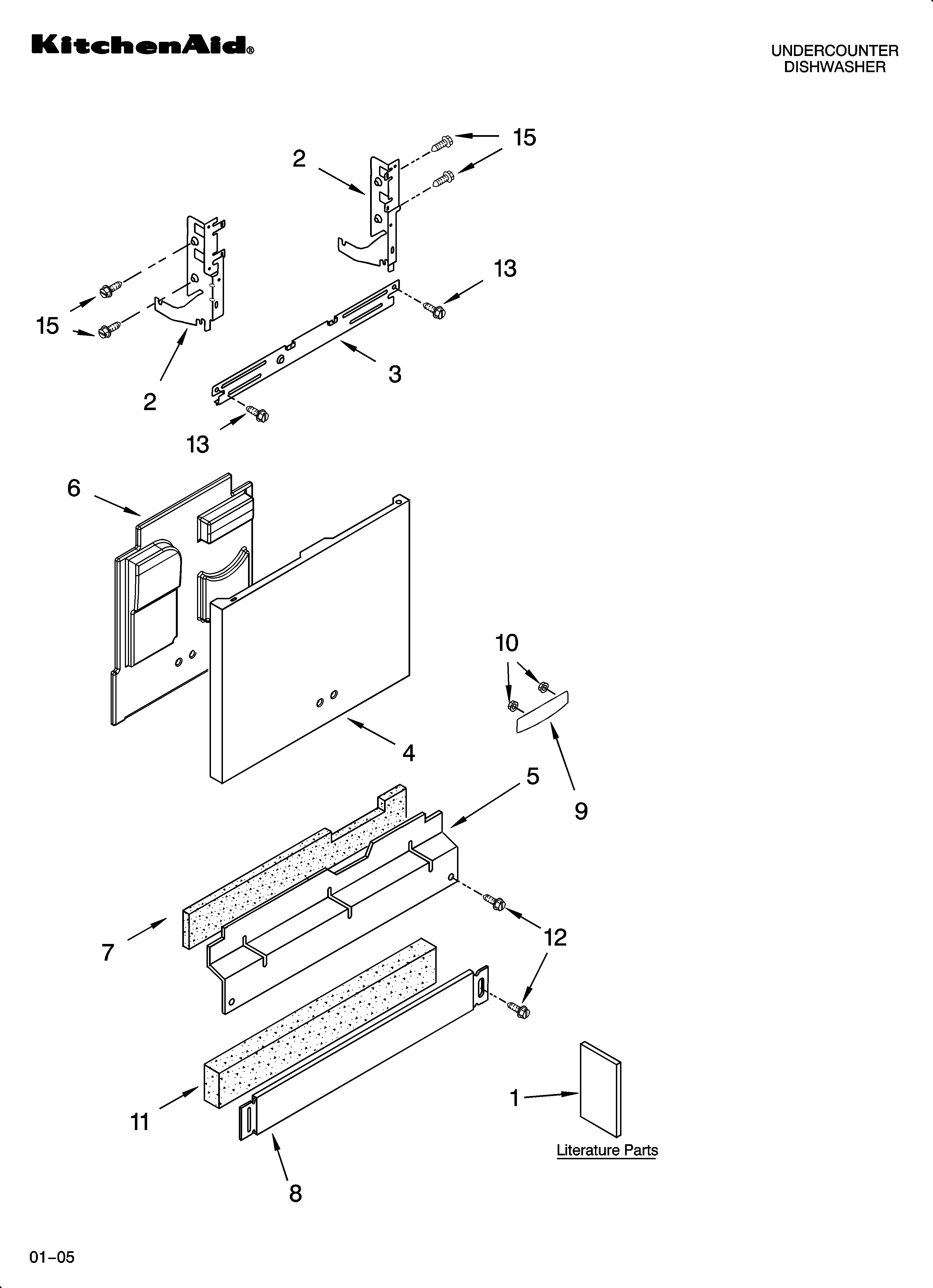 KitchenAid KUDS01ILBS0 door and panel parts diagram
