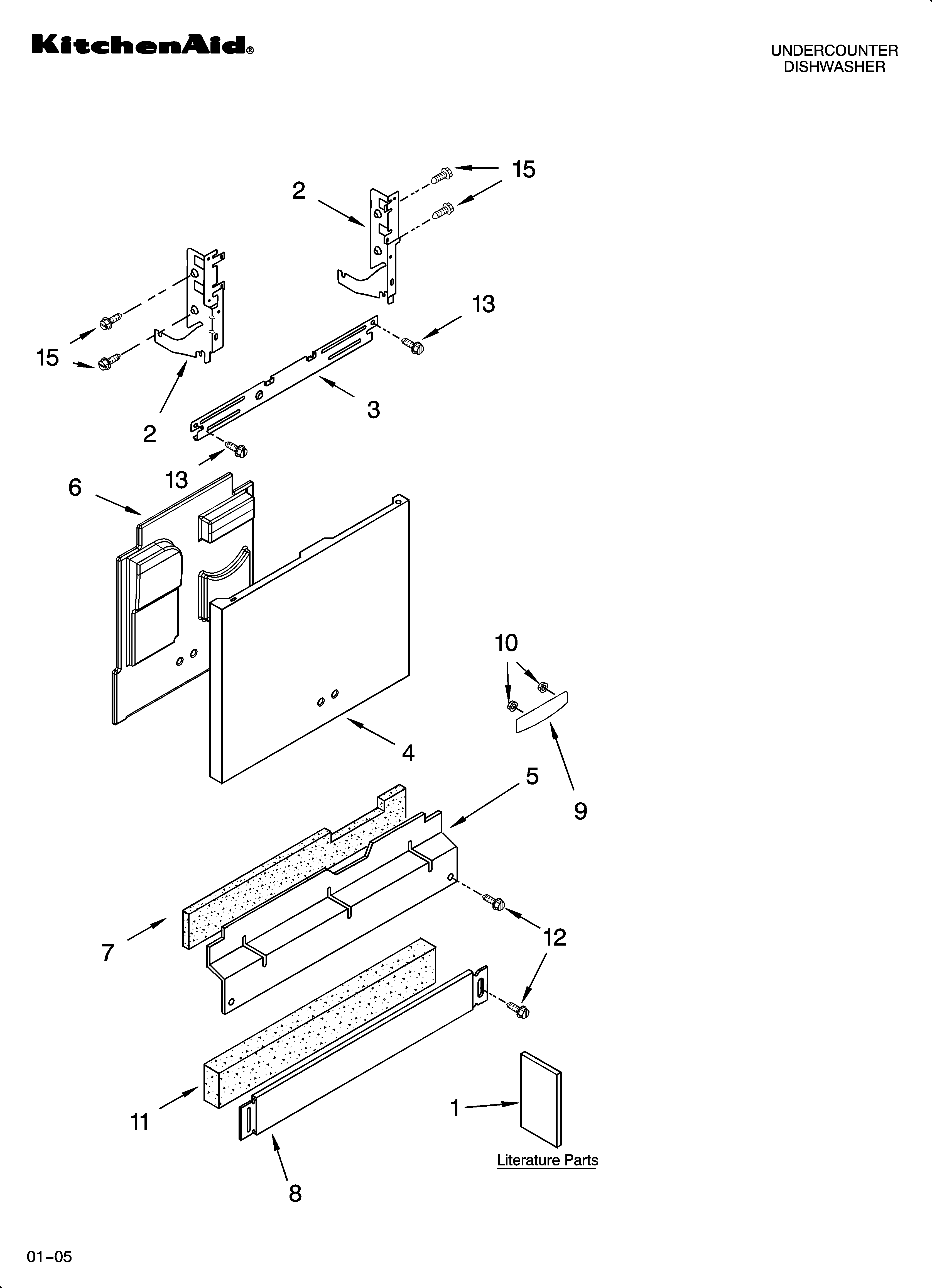 KitchenAid KUDS01ILBT1 door and panel parts diagram