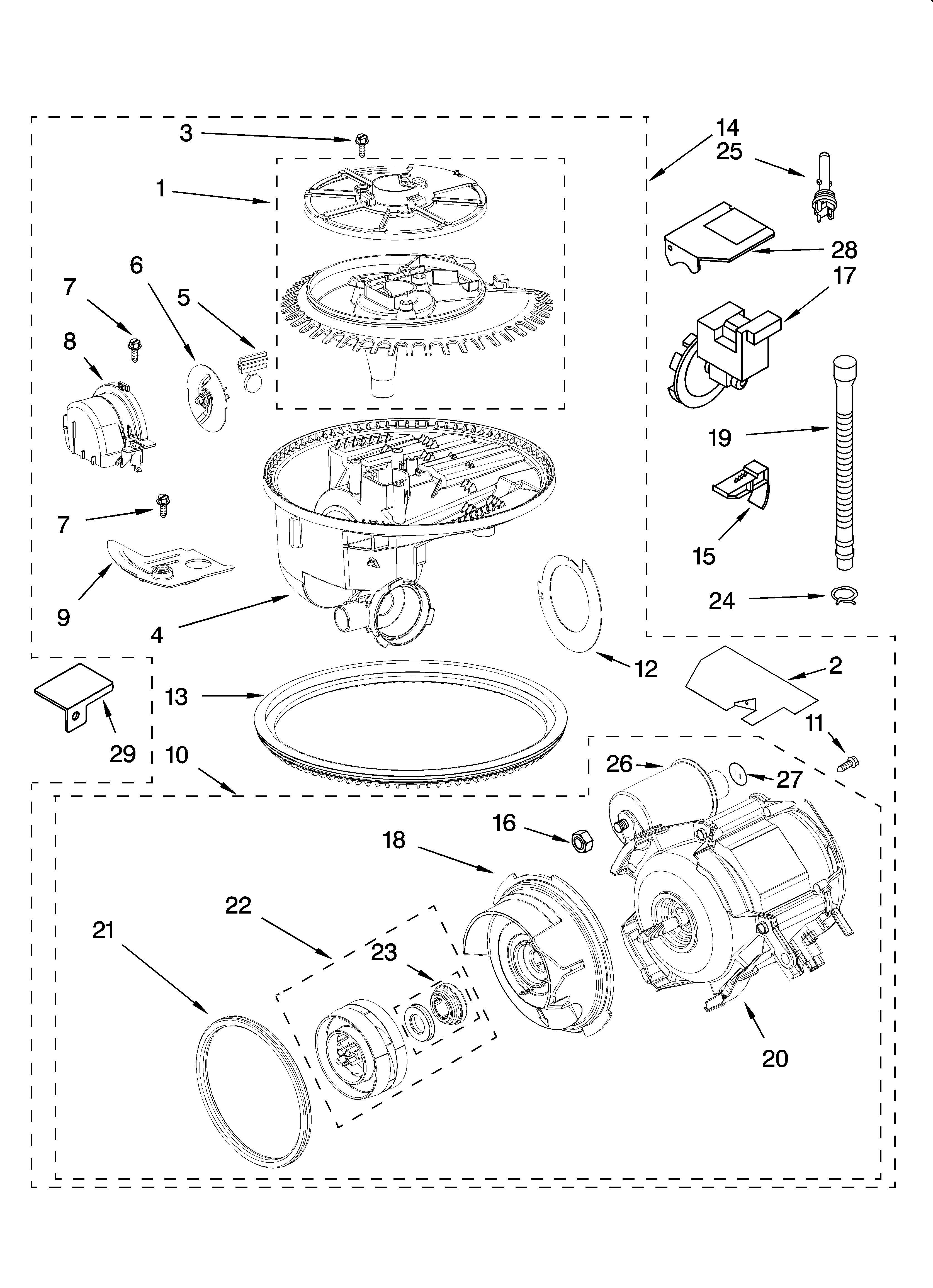 KitchenAid KUDS01ILBT1 pump and motor parts diagram