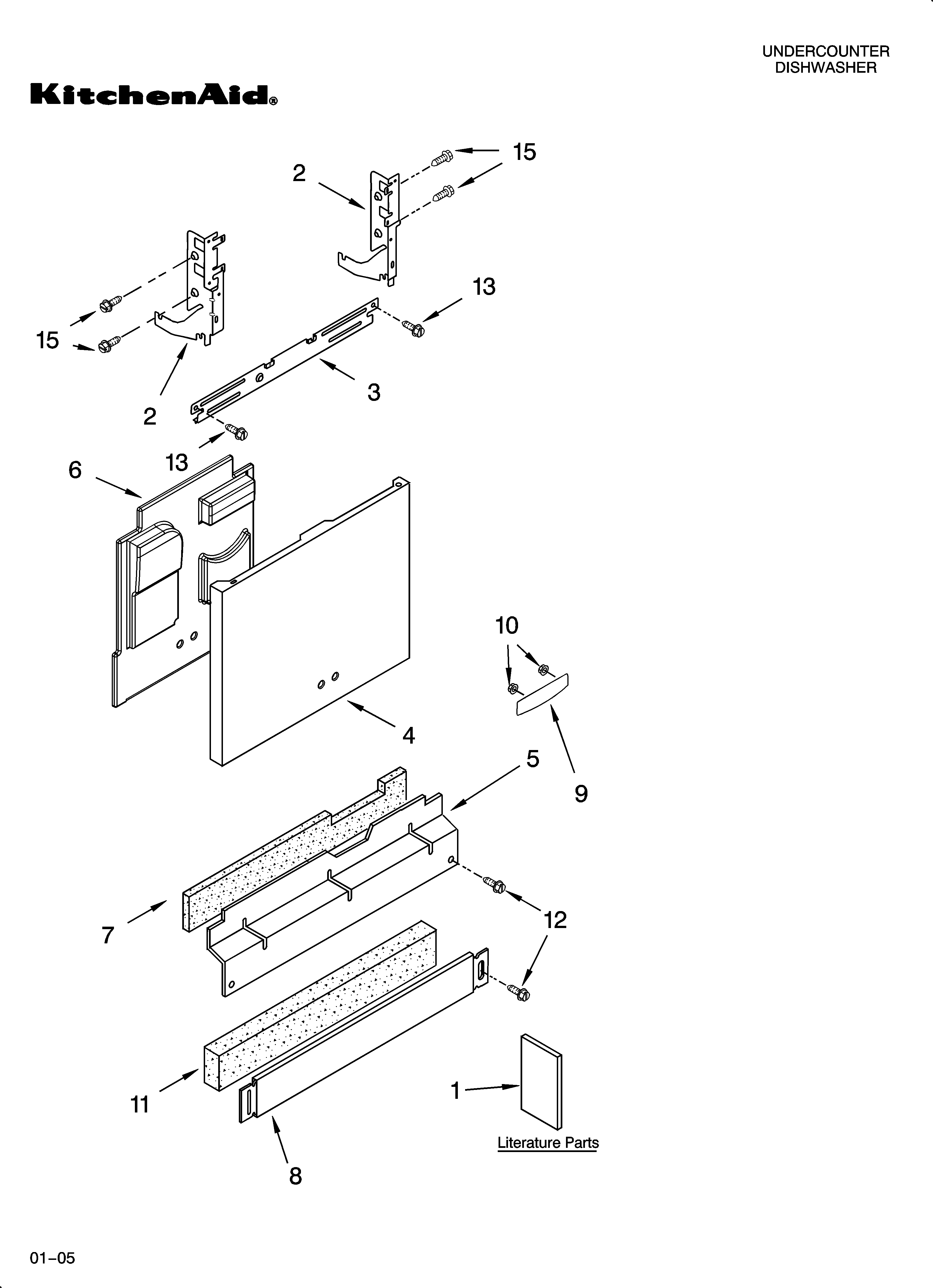 KitchenAid KUDS01ILBS3 door and panel parts diagram