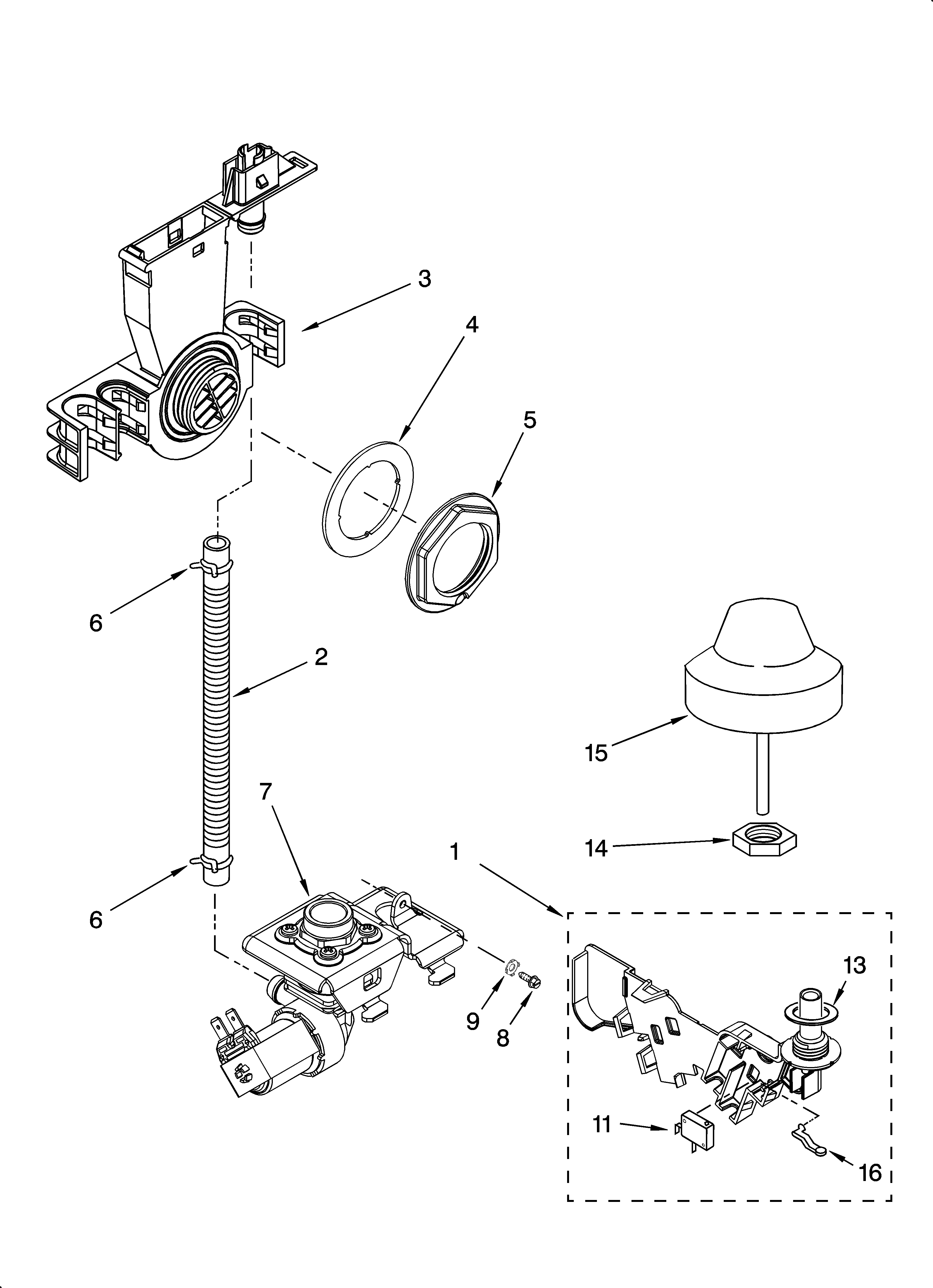 KitchenAid KUDS01ILBS3 fill and overfill parts diagram
