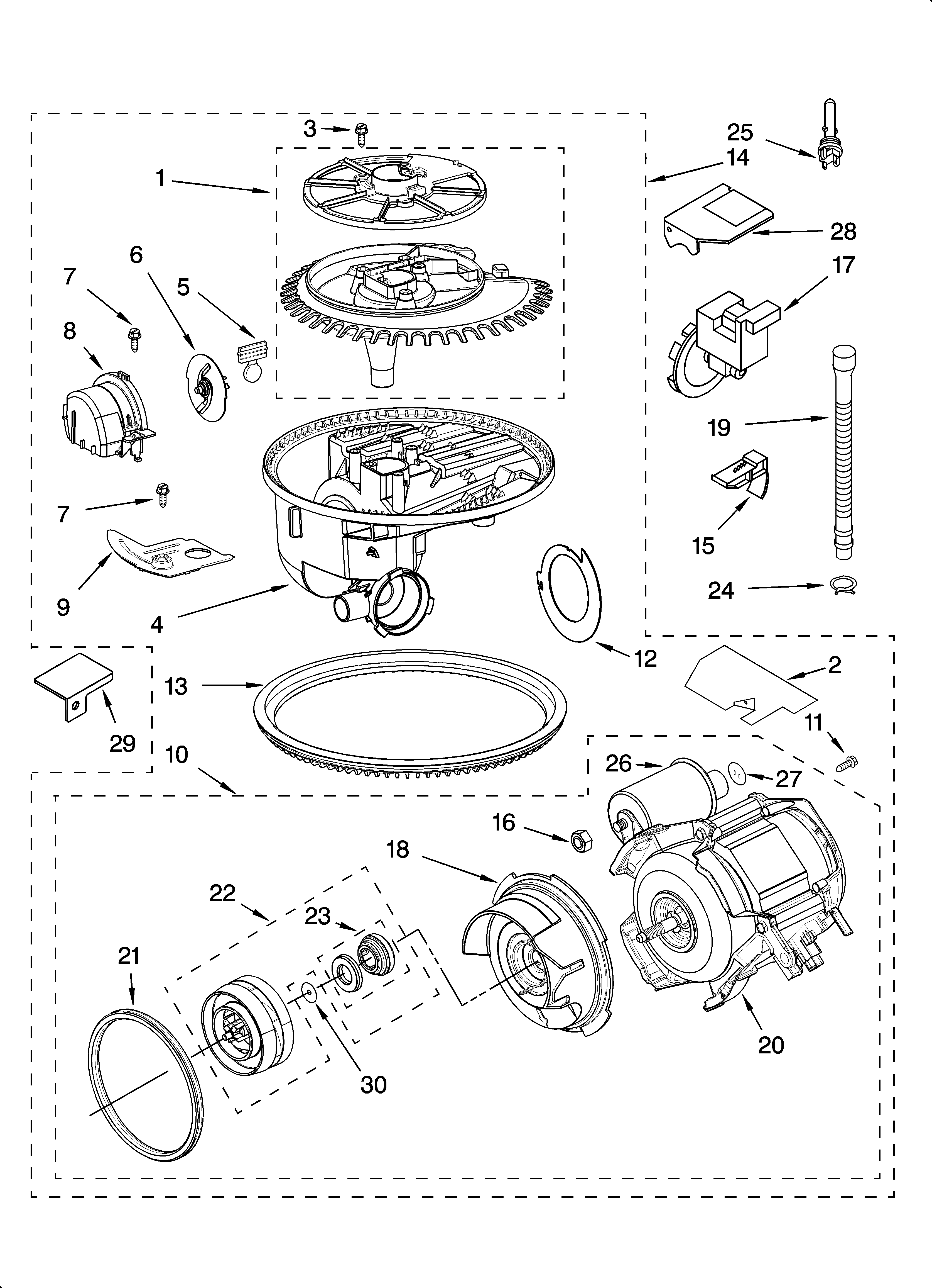 KitchenAid KUDS01ILBS3 pump and motor parts diagram
