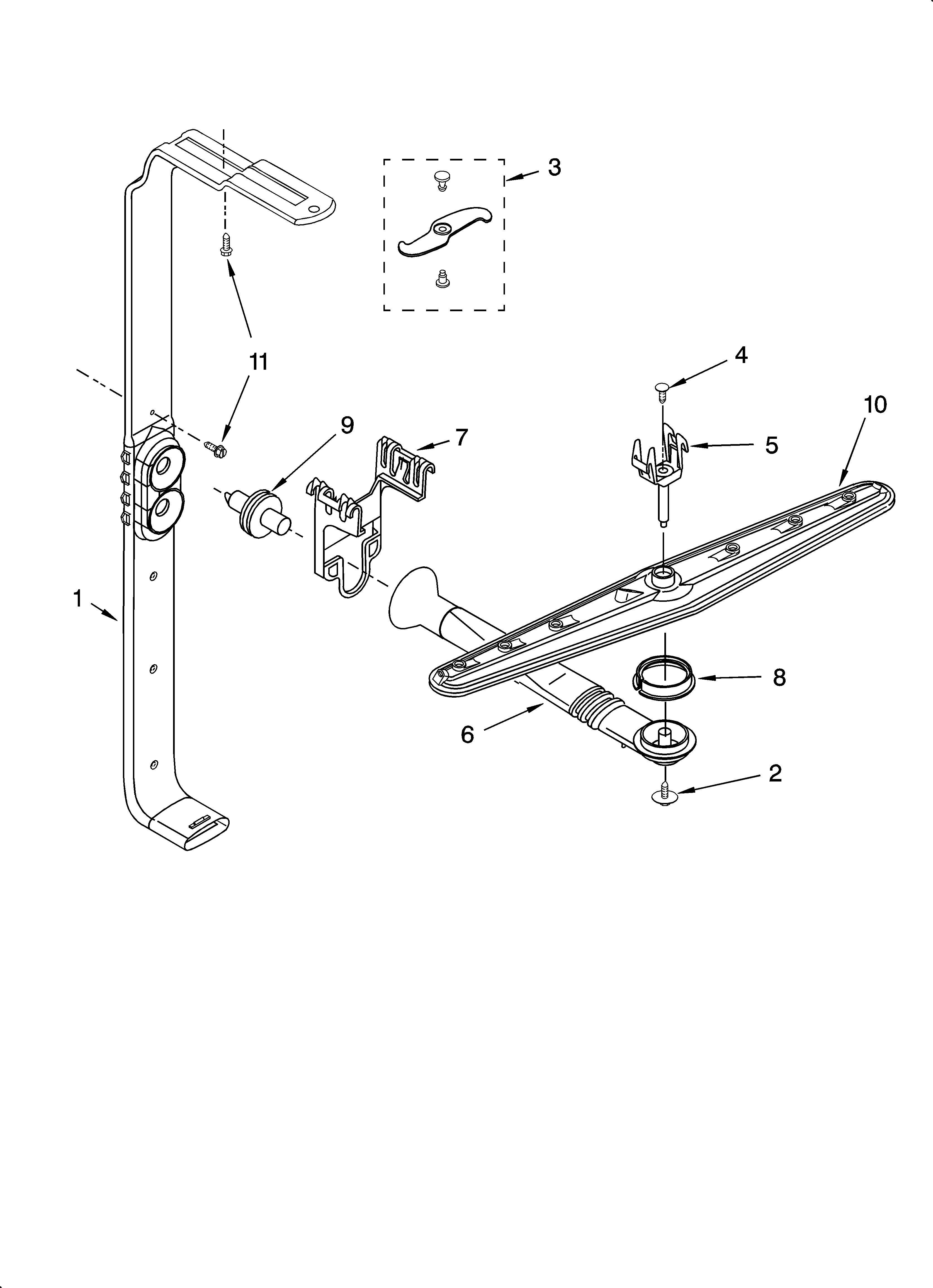 KitchenAid KUDS01ILBS3 upper wash and rinse parts diagram