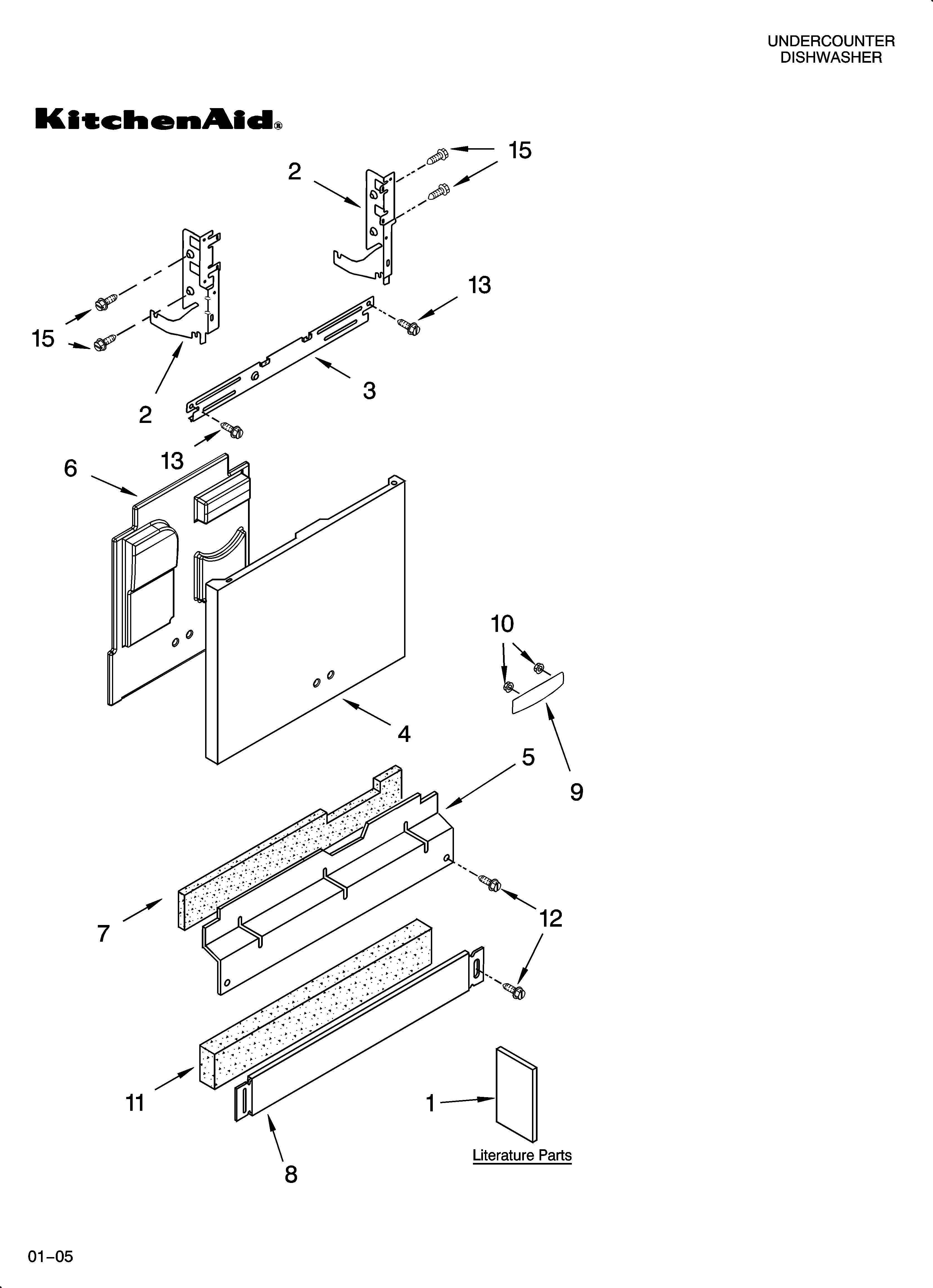 KitchenAid KUDS01ILBS5 door and panel parts diagram