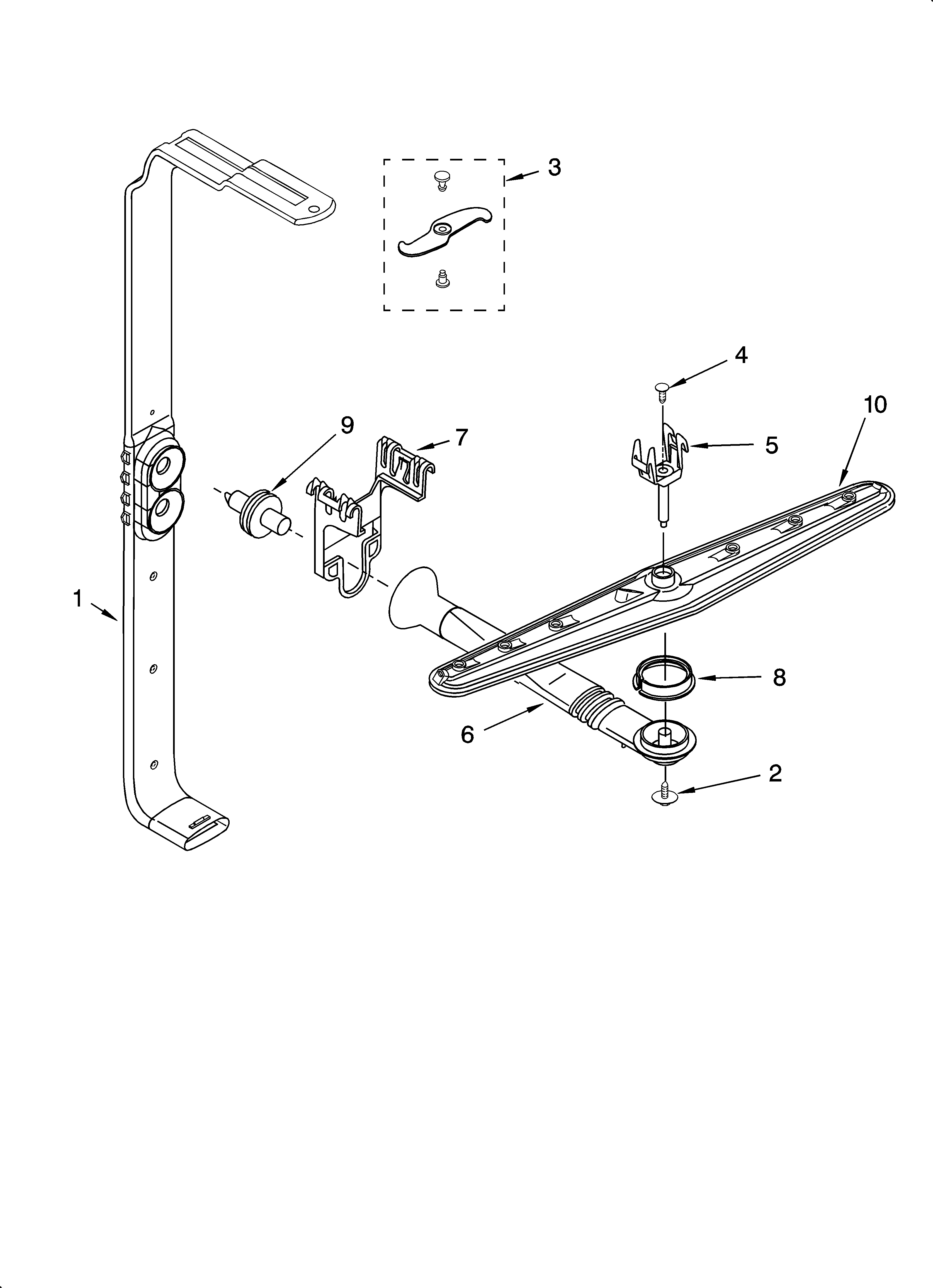 KitchenAid KUDS01ILBS5 upper wash and rinse parts diagram