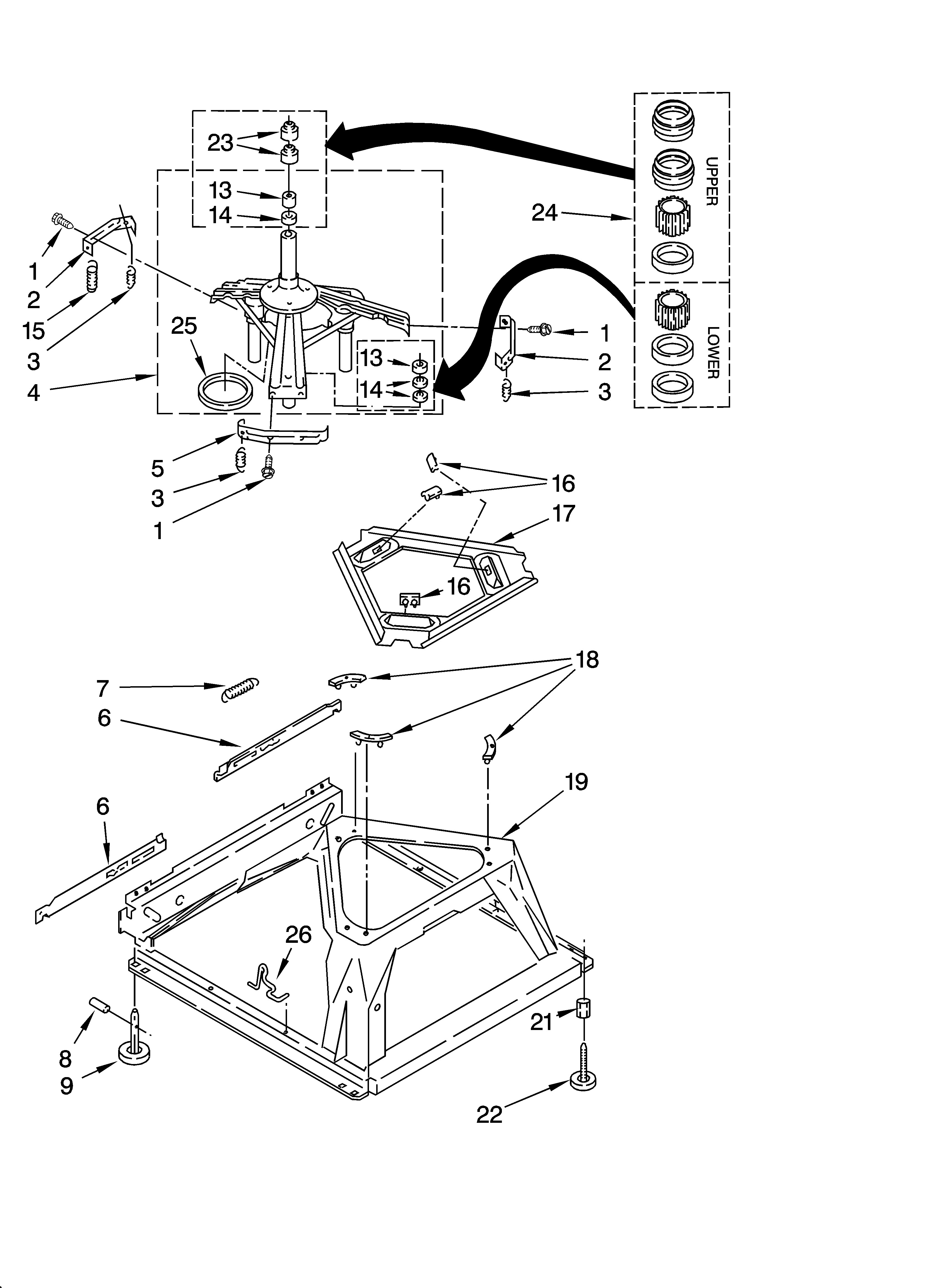 Roper RAB2121PW1 machine base parts diagram