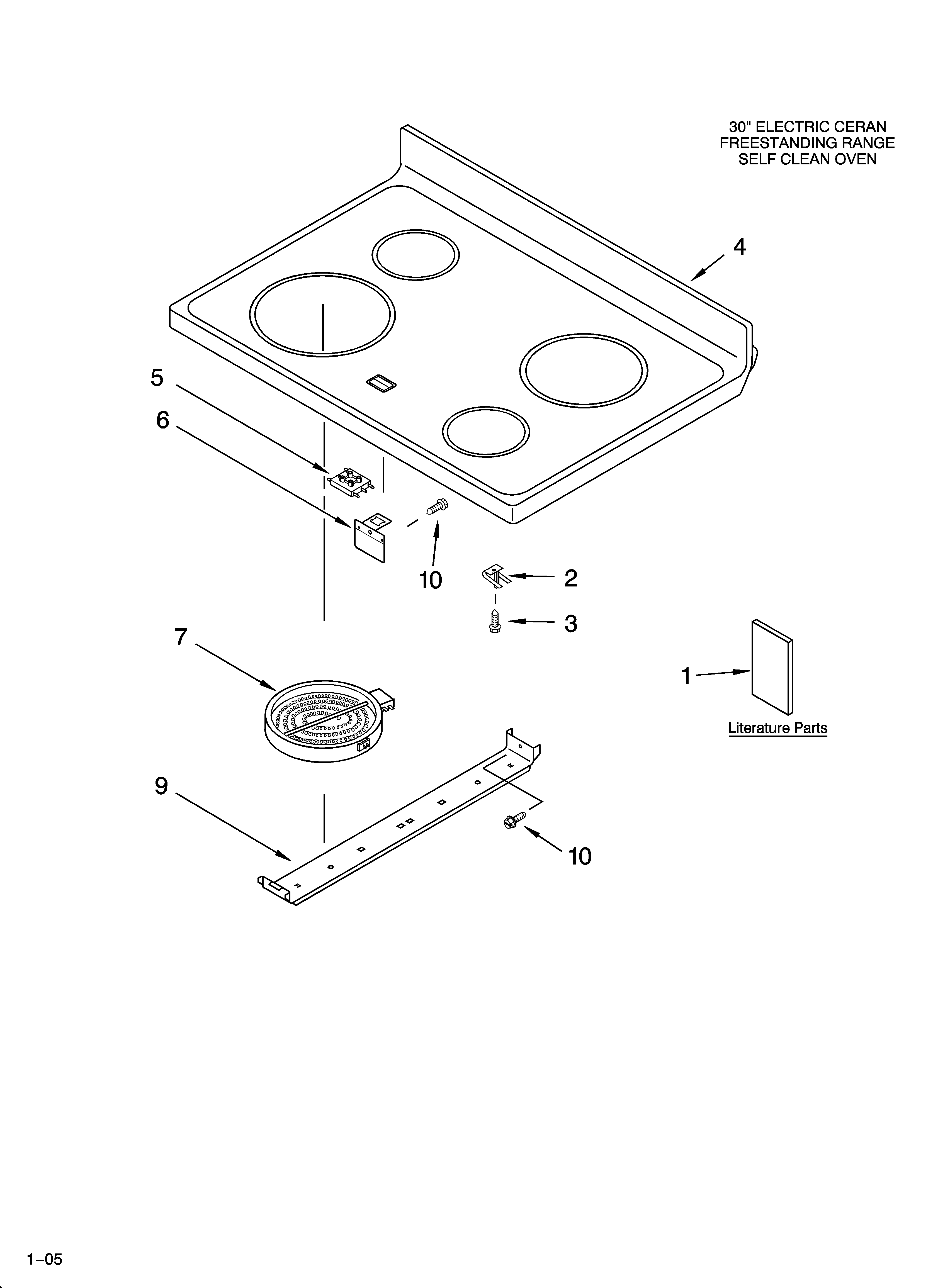 Whirlpool RF364PXPW1 cooktop parts diagram