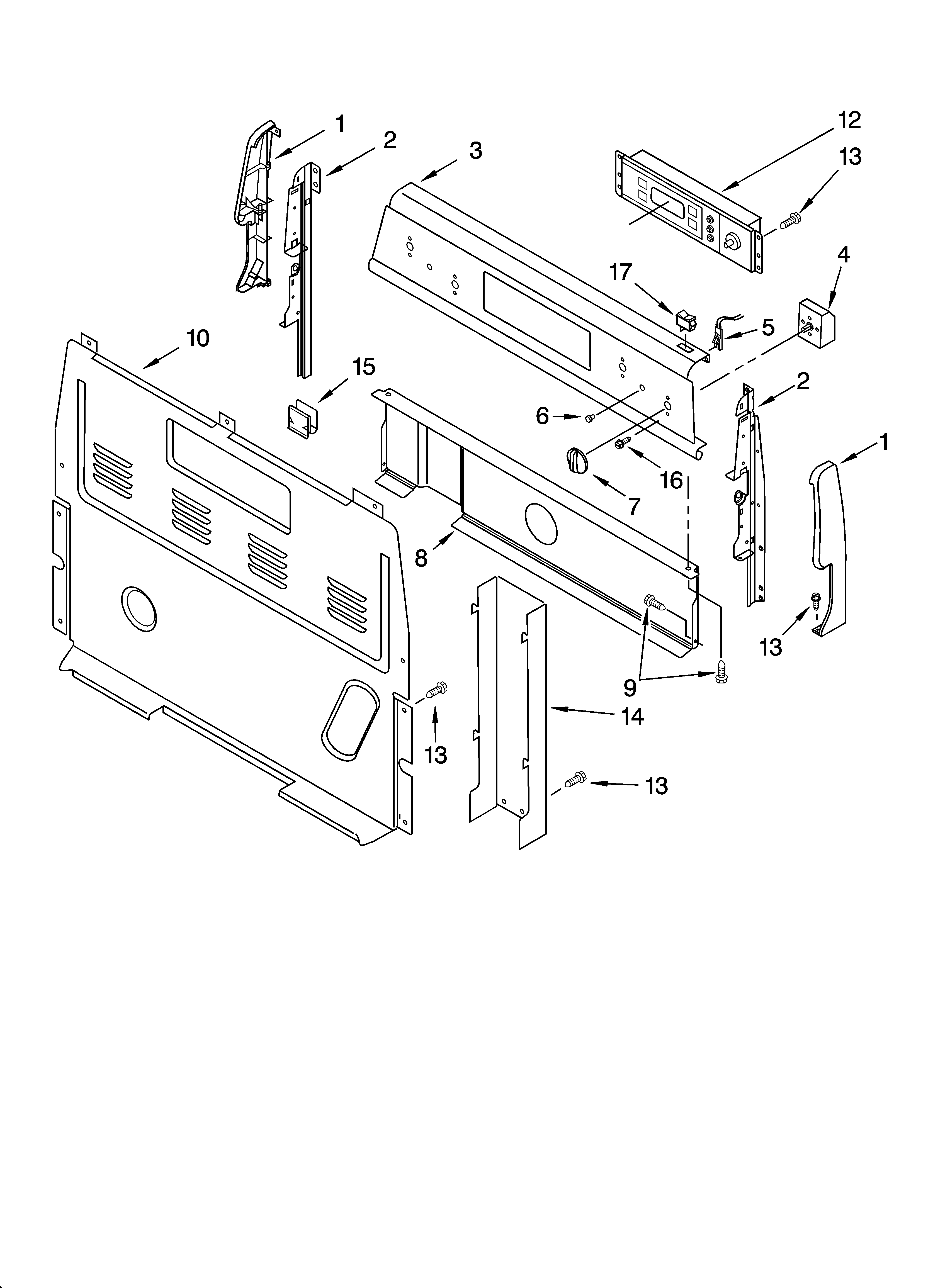 Whirlpool RF364PXPW1 control panel parts diagram