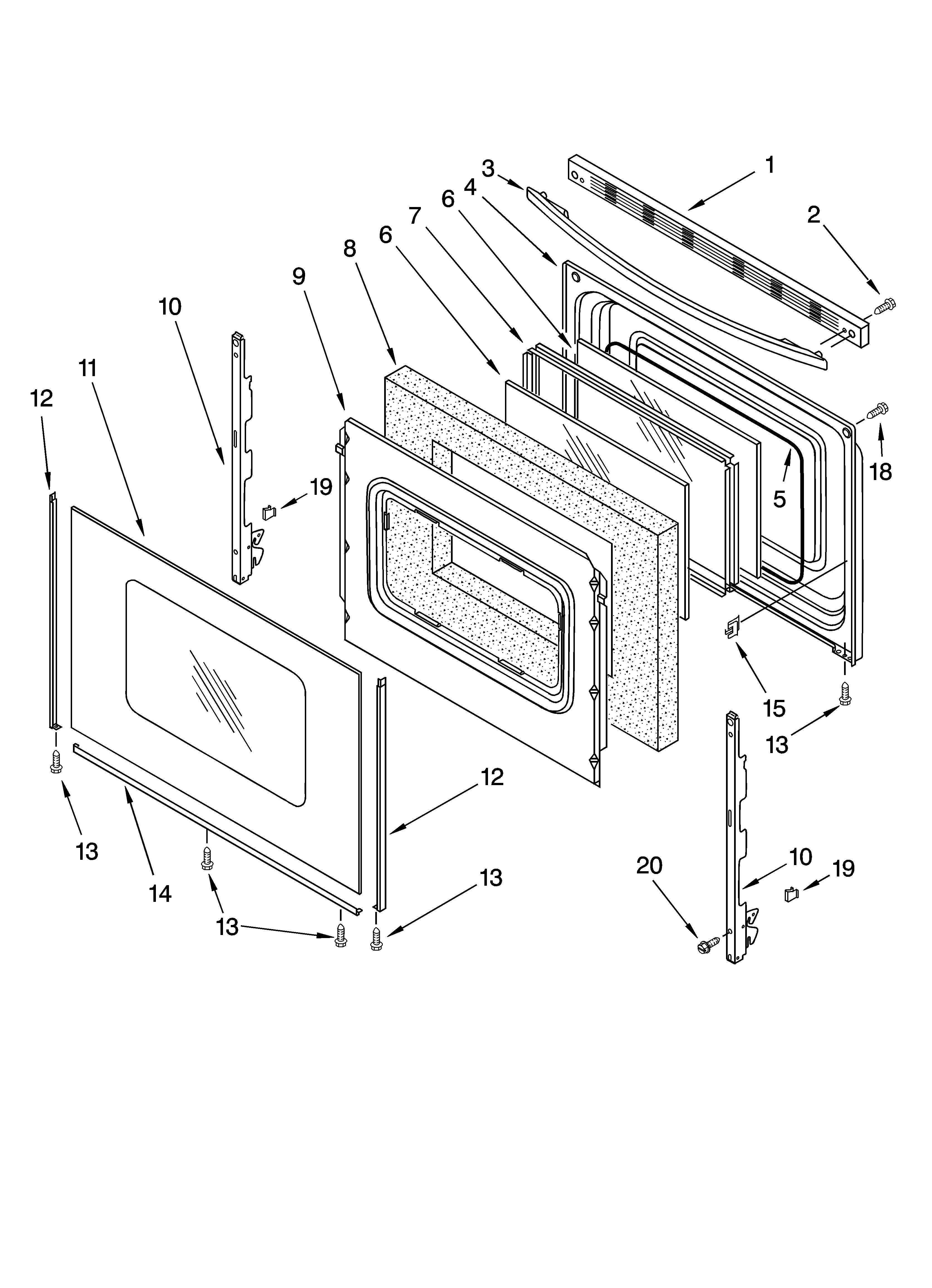 Whirlpool RF364PXPW1 door parts diagram