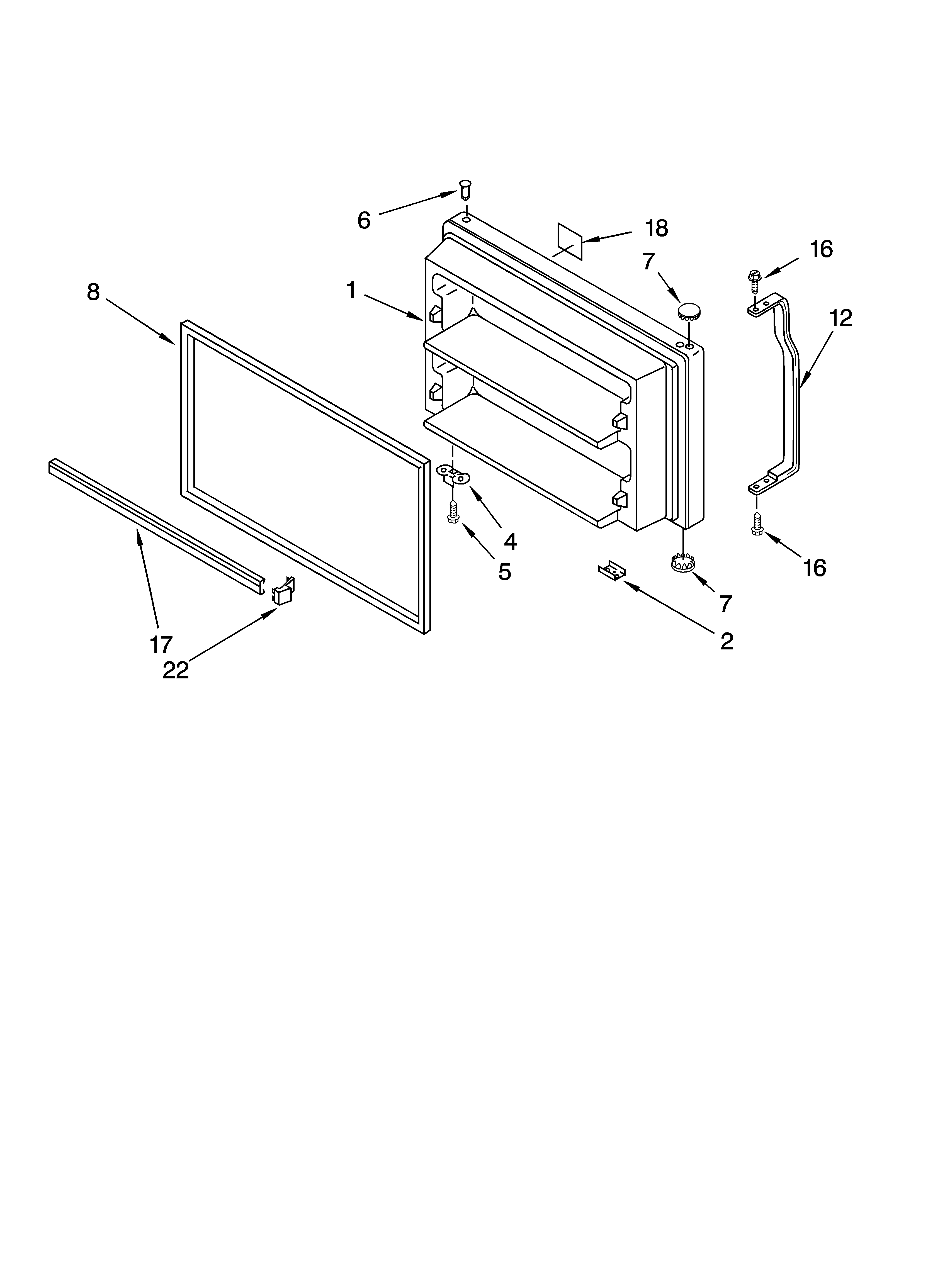 Roper RT18DKXKQ08 freezer door parts diagram