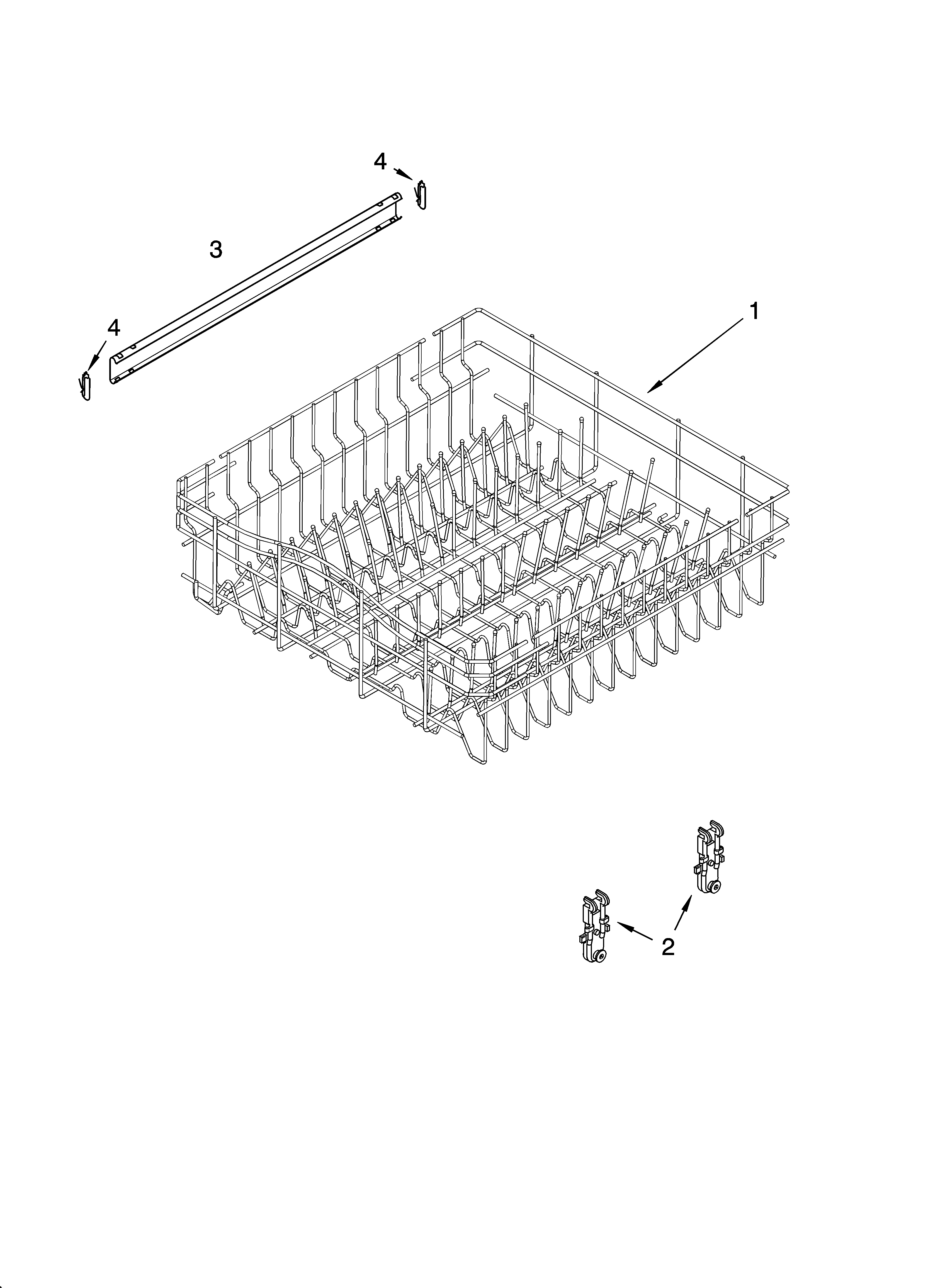 Whirlpool DU1055XTPS0 upper rack and track parts diagram