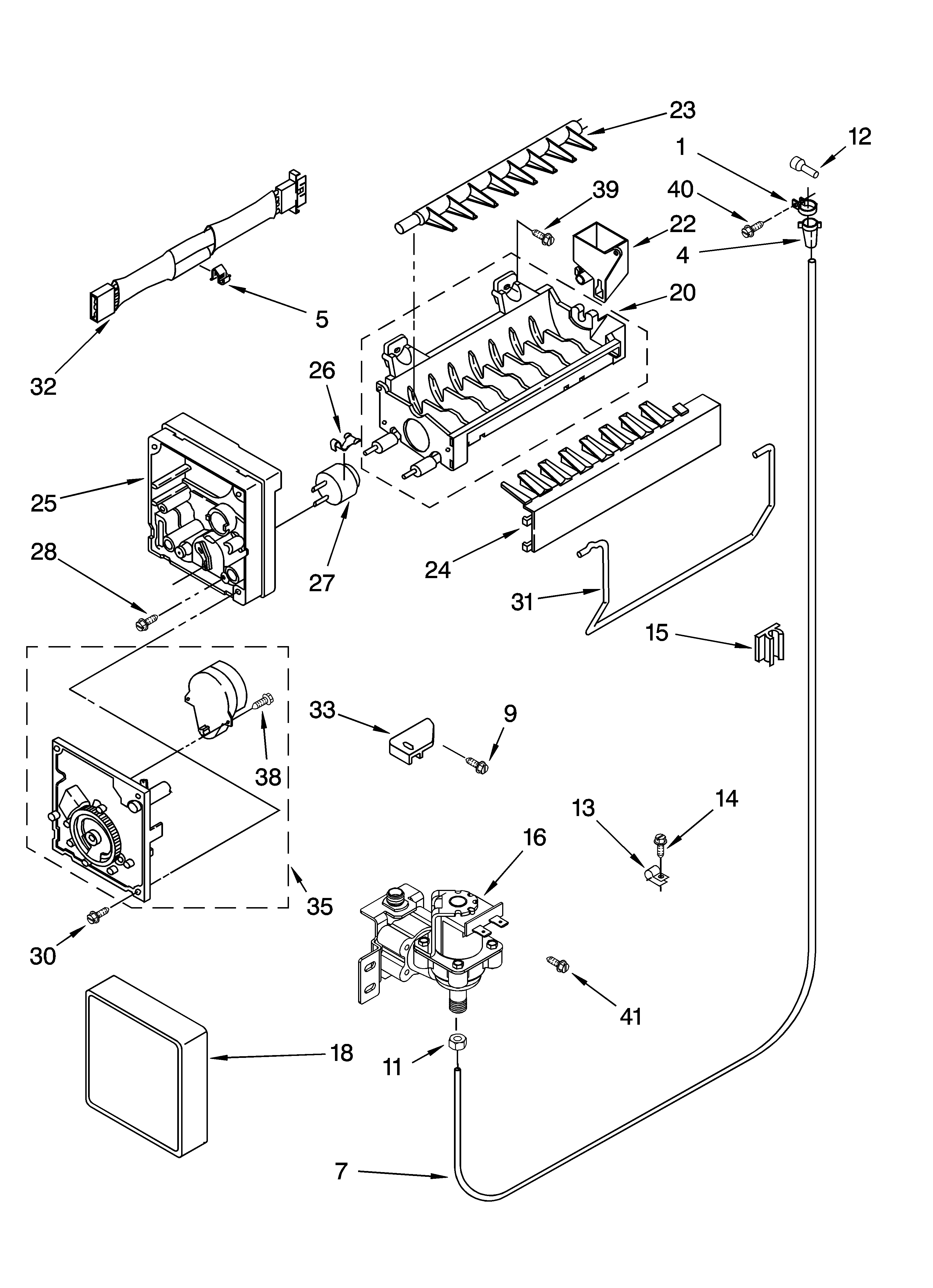 Whirlpool ER8MHMXMQ03 icemaker parts diagram