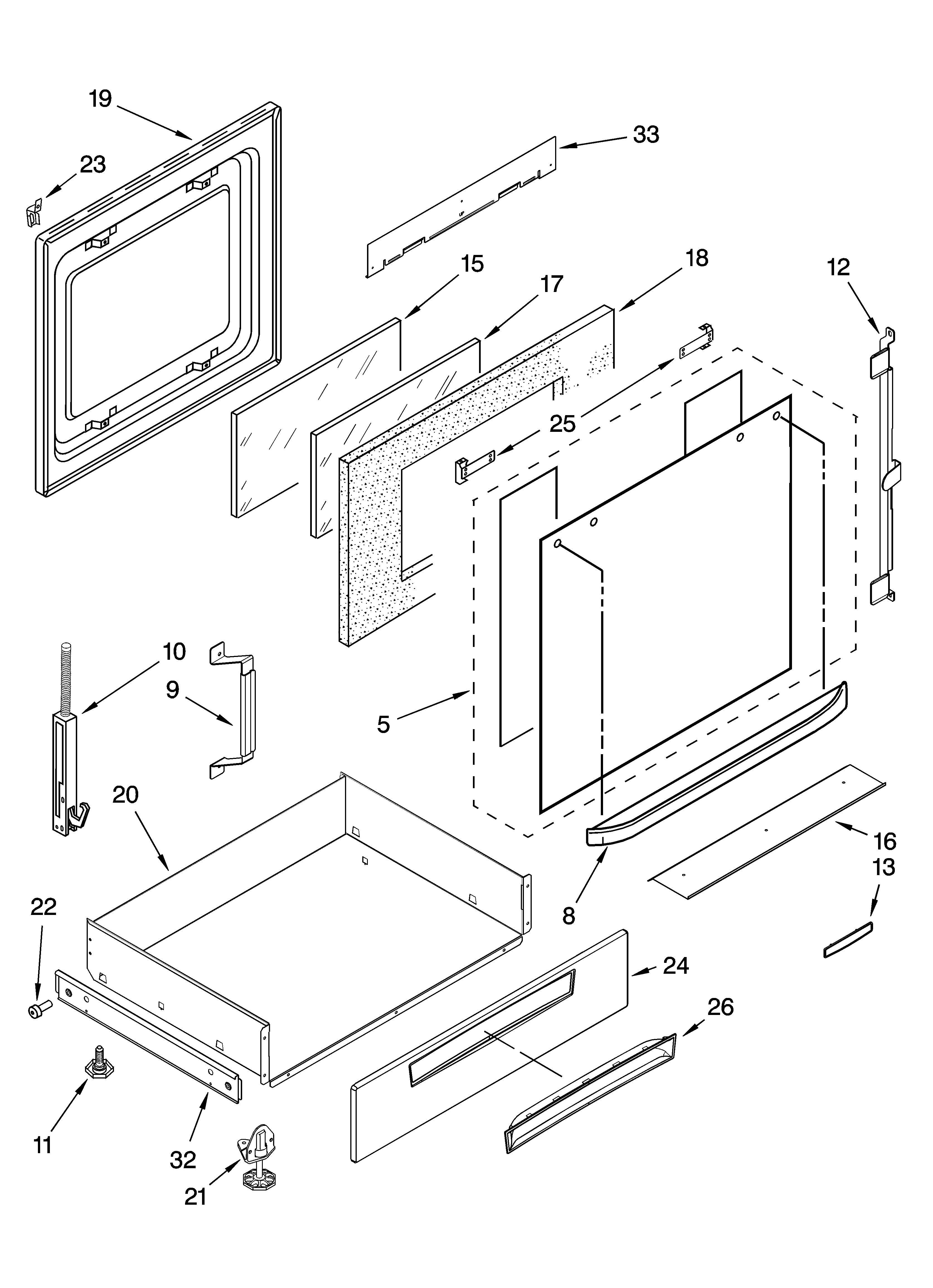 KitchenAid KGRK806PSS00 door and drawer parts diagram
