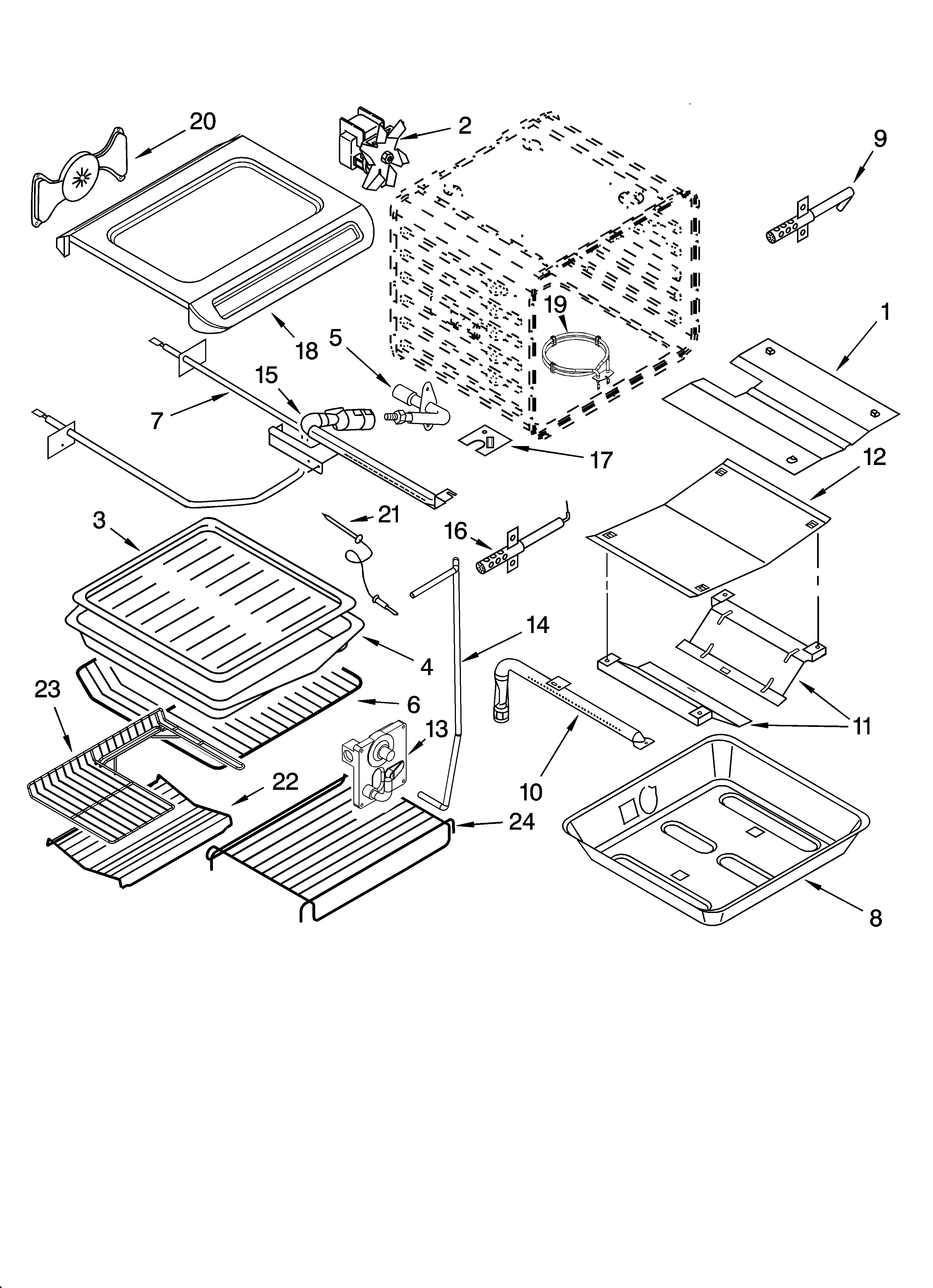KitchenAid KGRK806PSS00 internal oven parts diagram